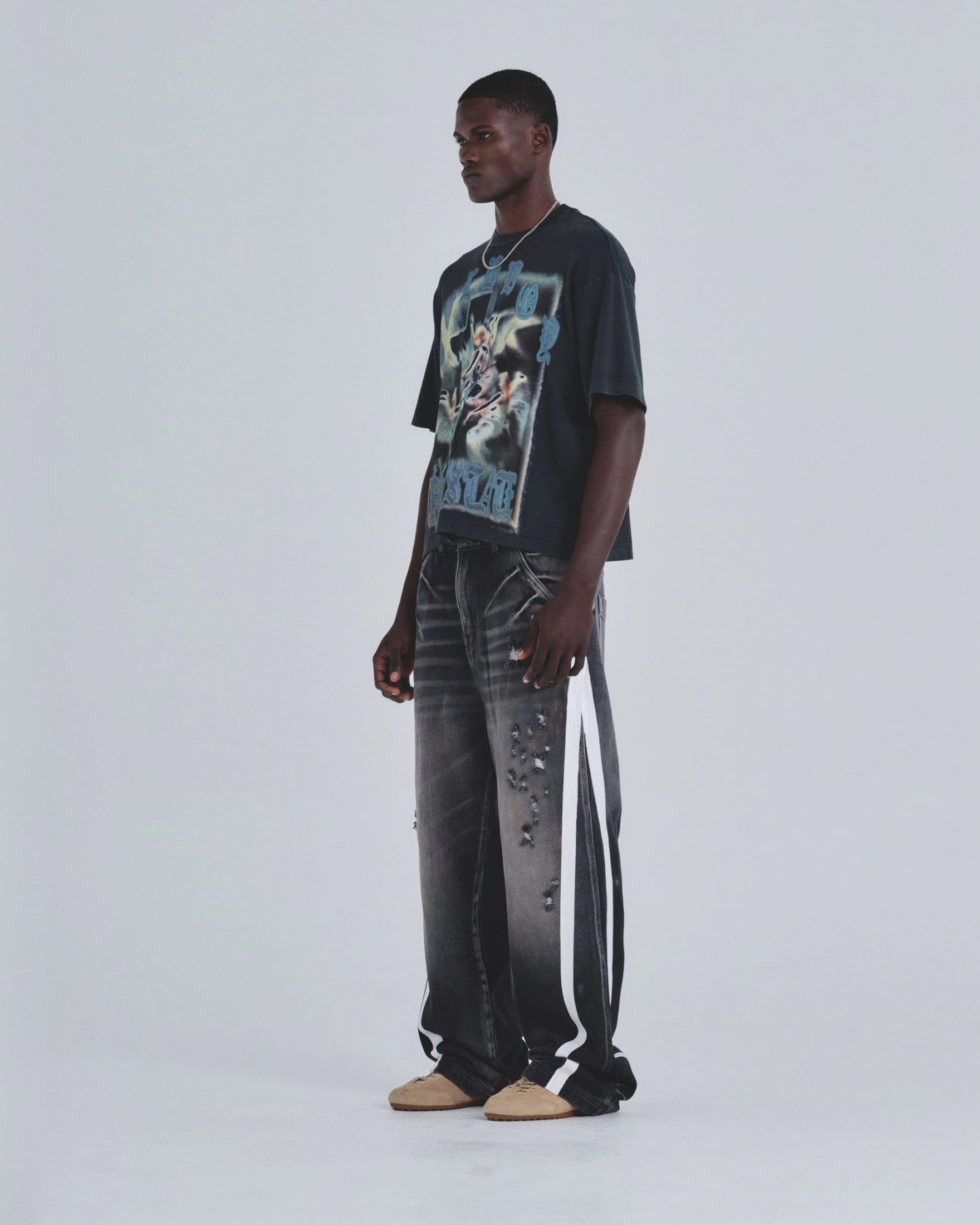 Holy State Stripe Wide Jeans Ash Black - imagen 5