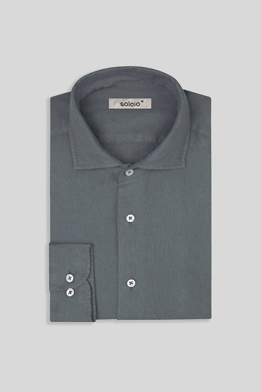 Men's linen shirt grey basic - imagen 2