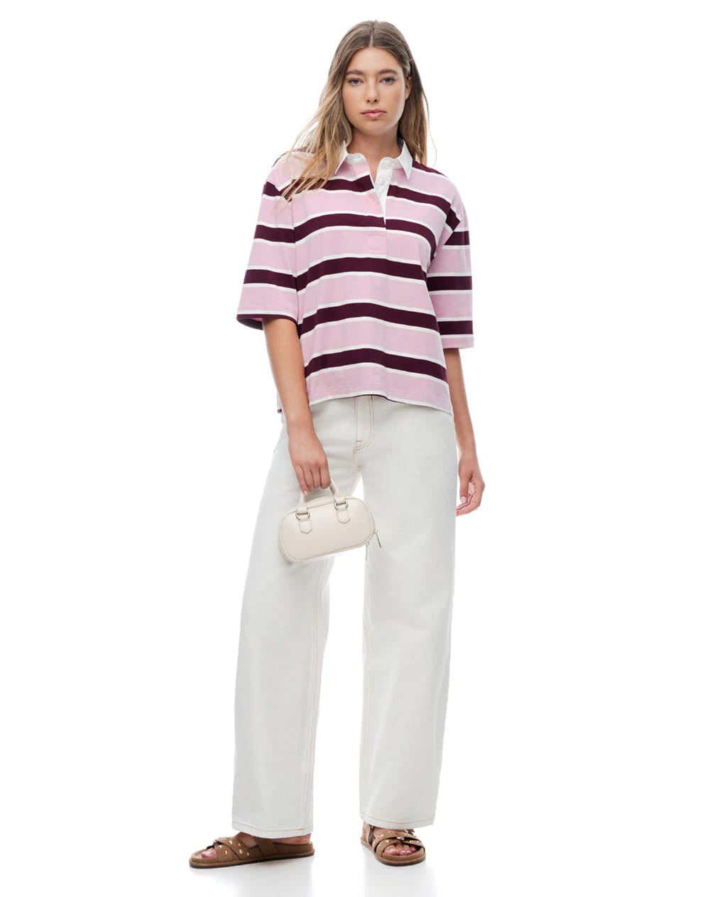 Polo manga corta oversize algodón rayas mujer - imagen 5