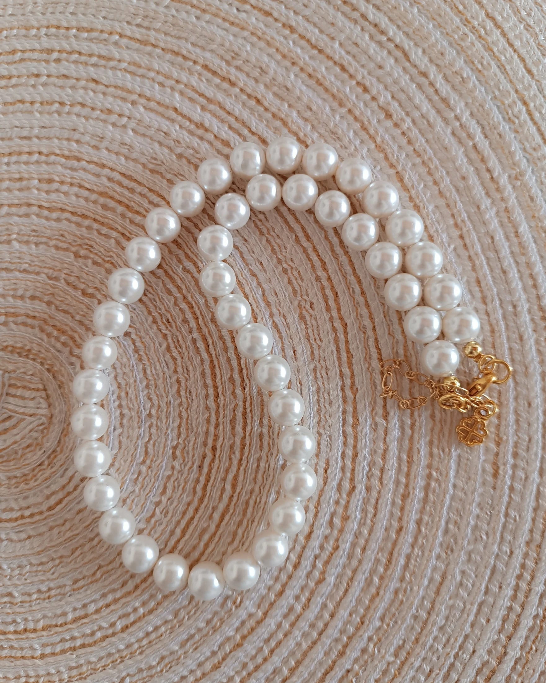 Collar doble perlas shell y cristales - imagen 4