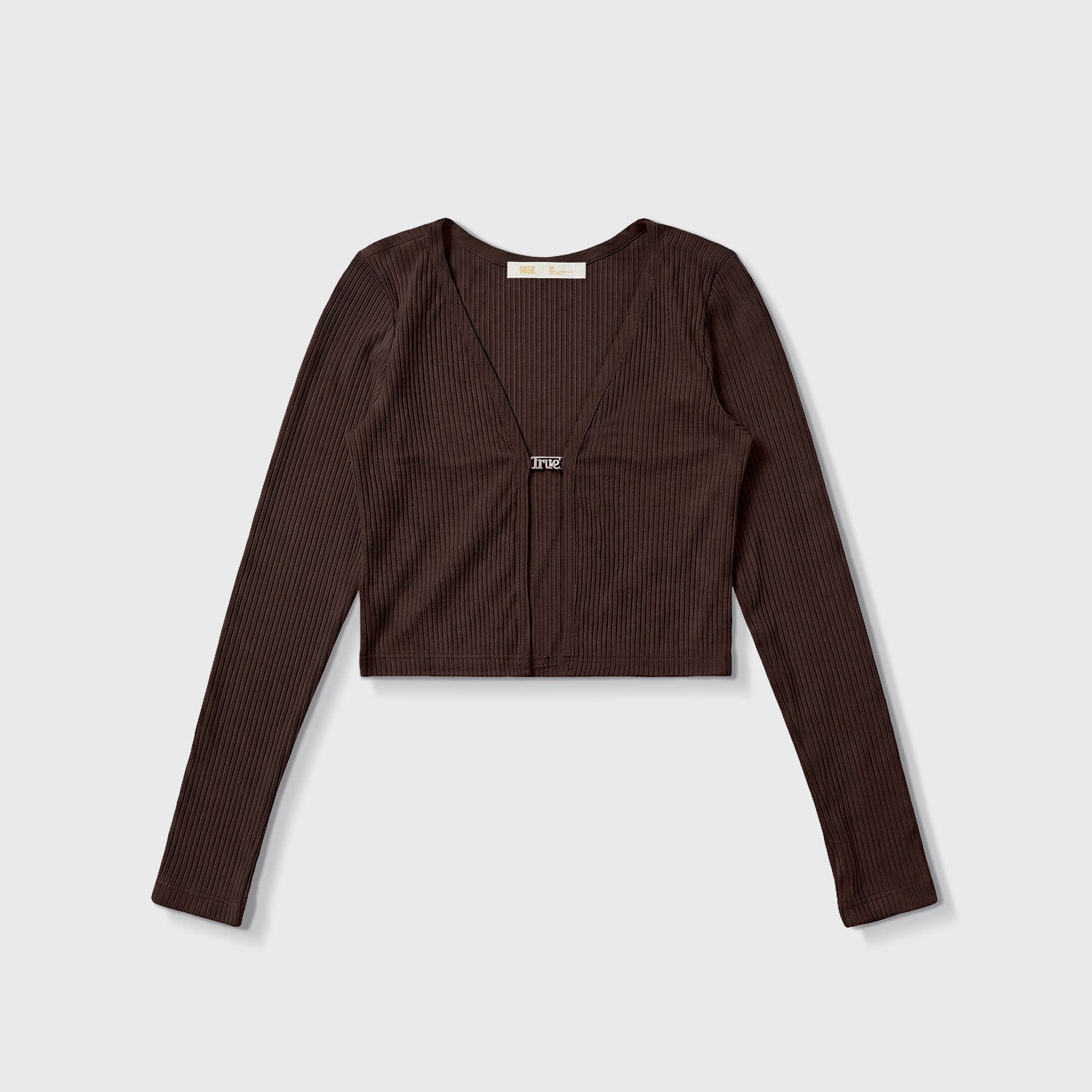 Rib Cropped Cardigan - Brown - imagen 1