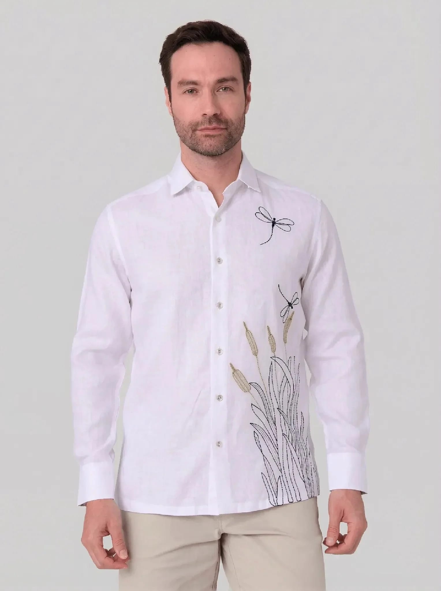 Guayabera ML bordada lino Js - imagen 1