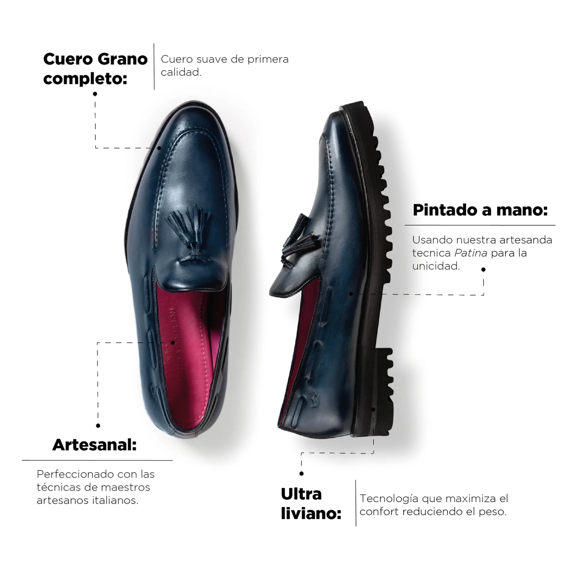 Mocasín Venetto Azul Suela Ultraliviana - imagen 5