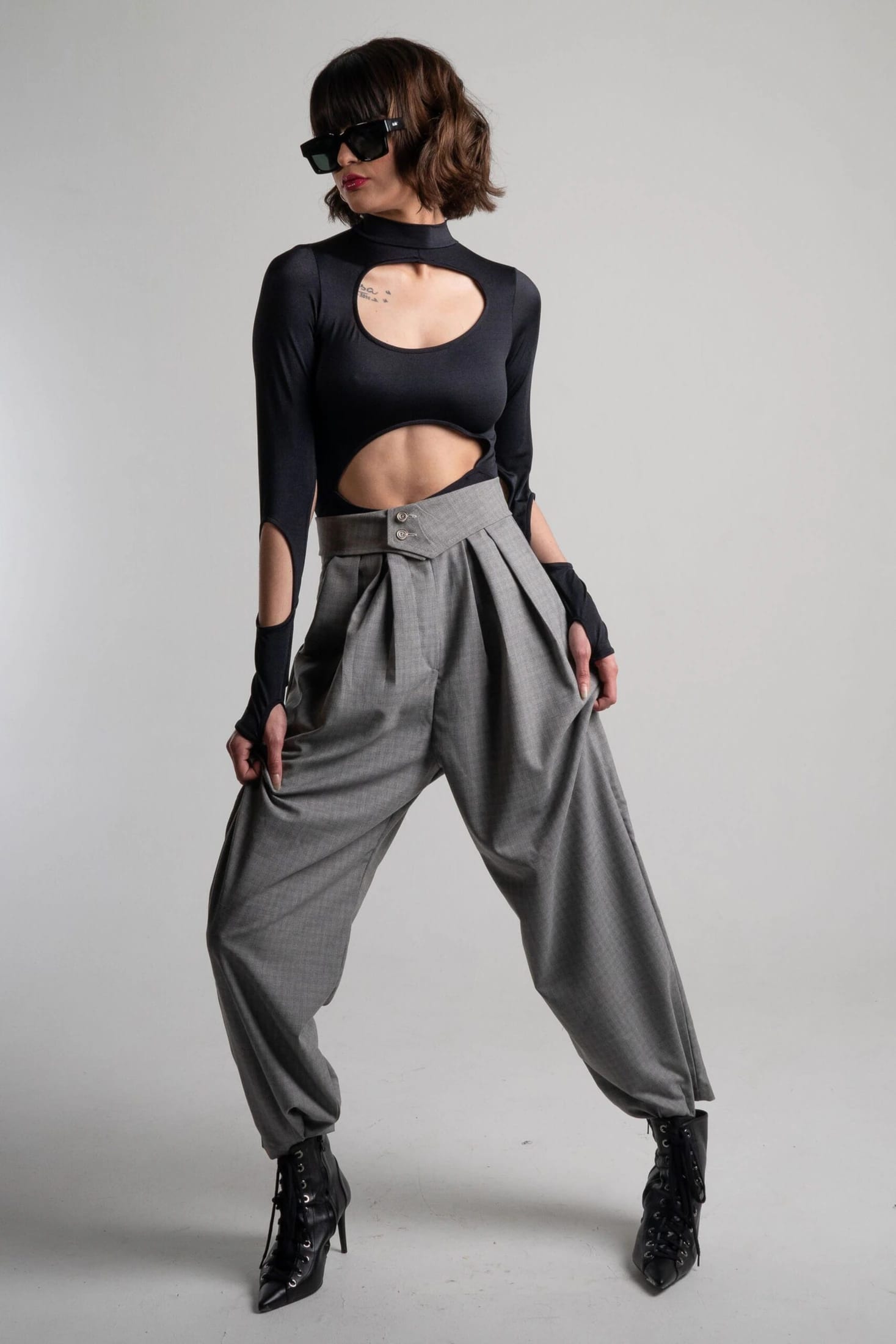 Pantalón Oriental Cuadro Gris - imagen 4