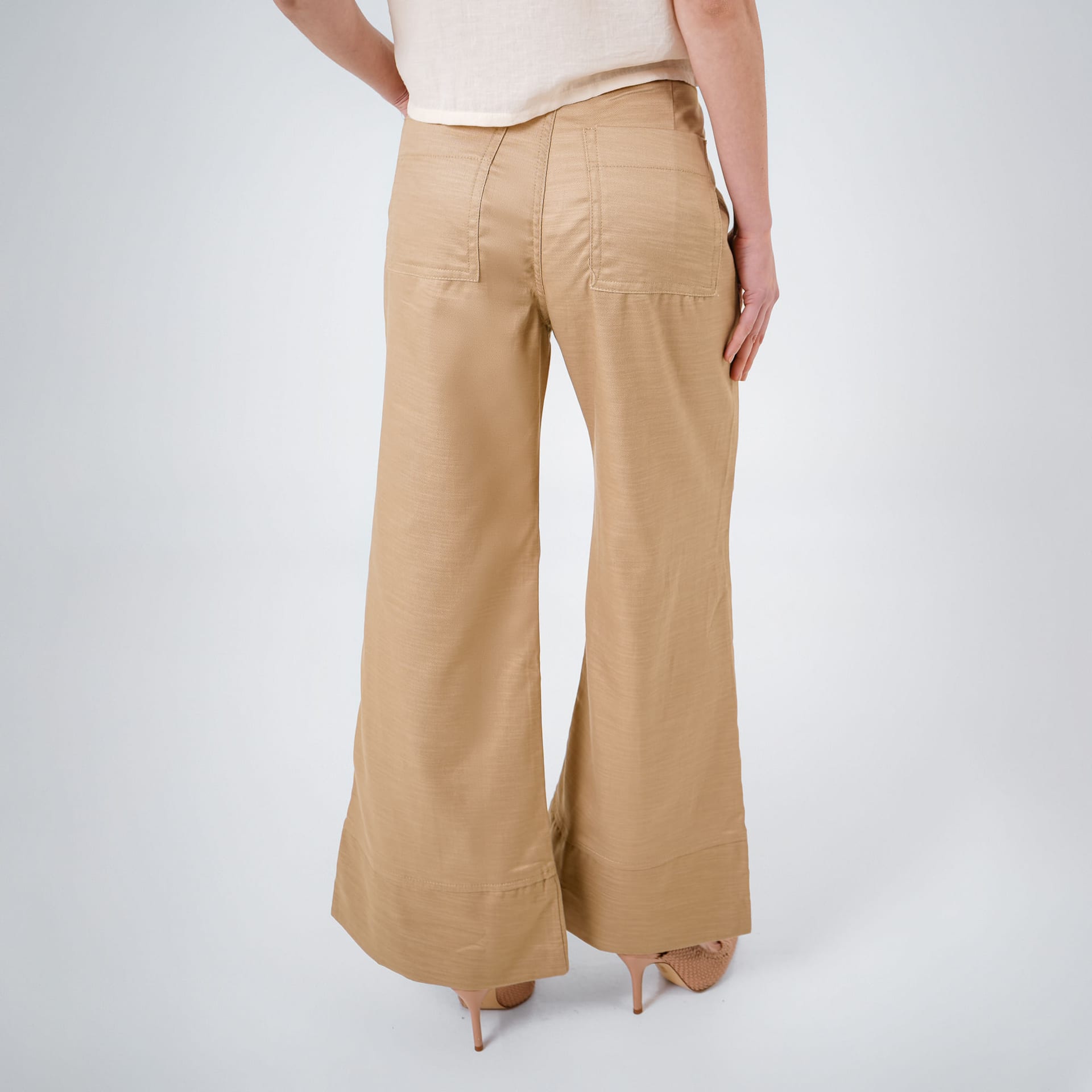 Pantalón básico estilo cargo bota flare con ajuste en cintura - imagen 8