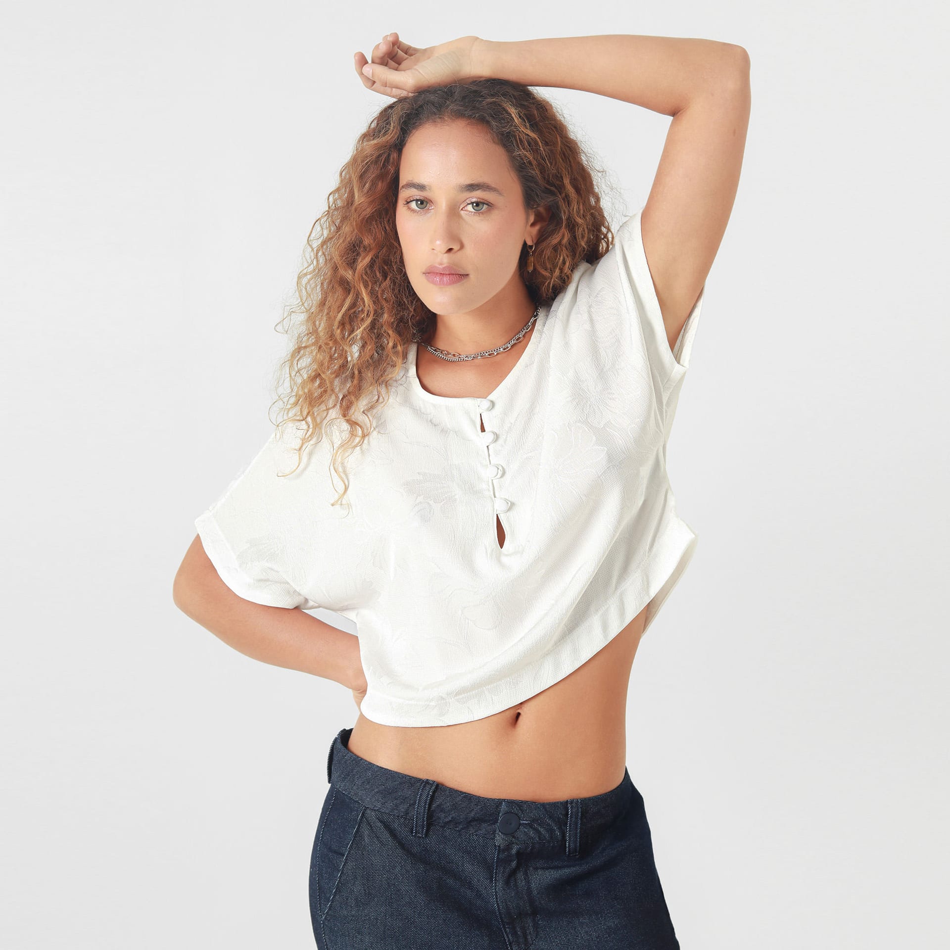 Blusa Cuello Redondo Manga Corta - imagen 1