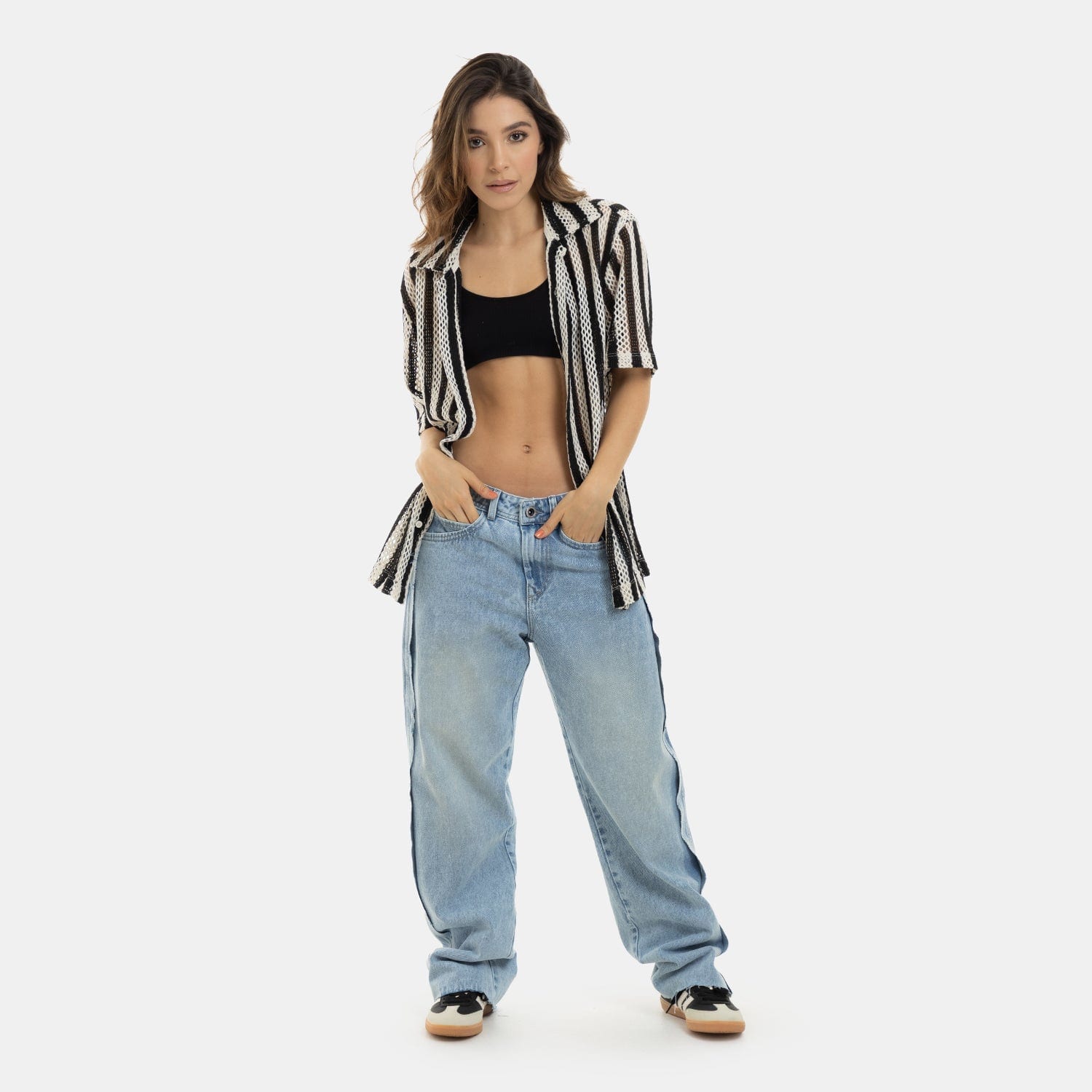 Mesh Striped Shirt Black - imagen 2