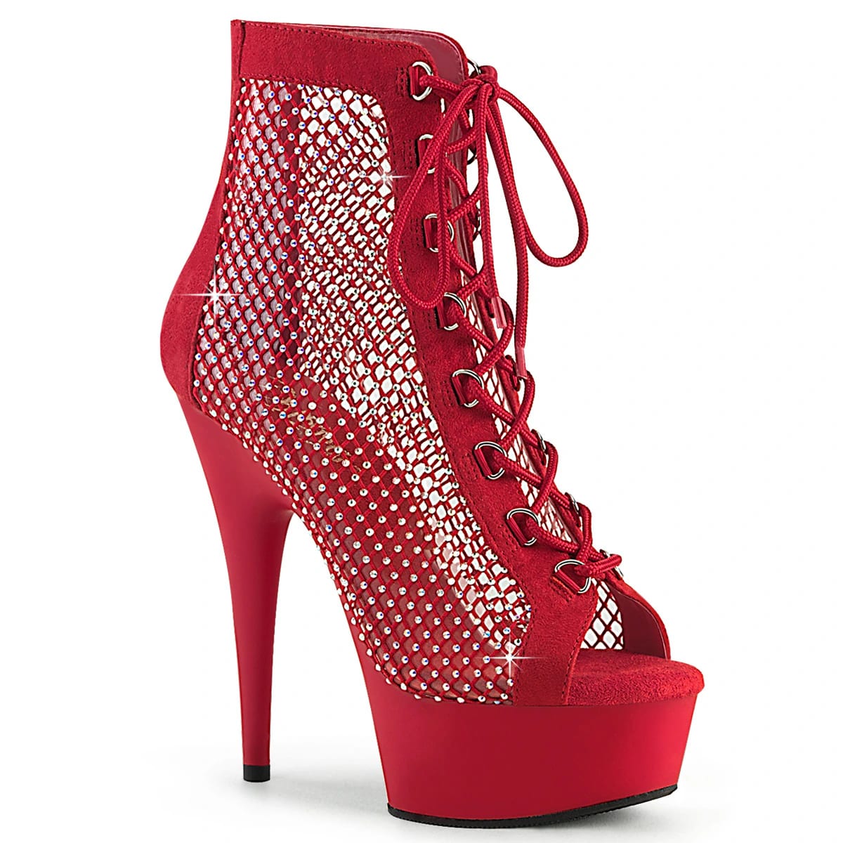 Botas Plataforma Malla con Pedrería Pleaser DEL600-33 Rojas Talla 40 - imagen 1