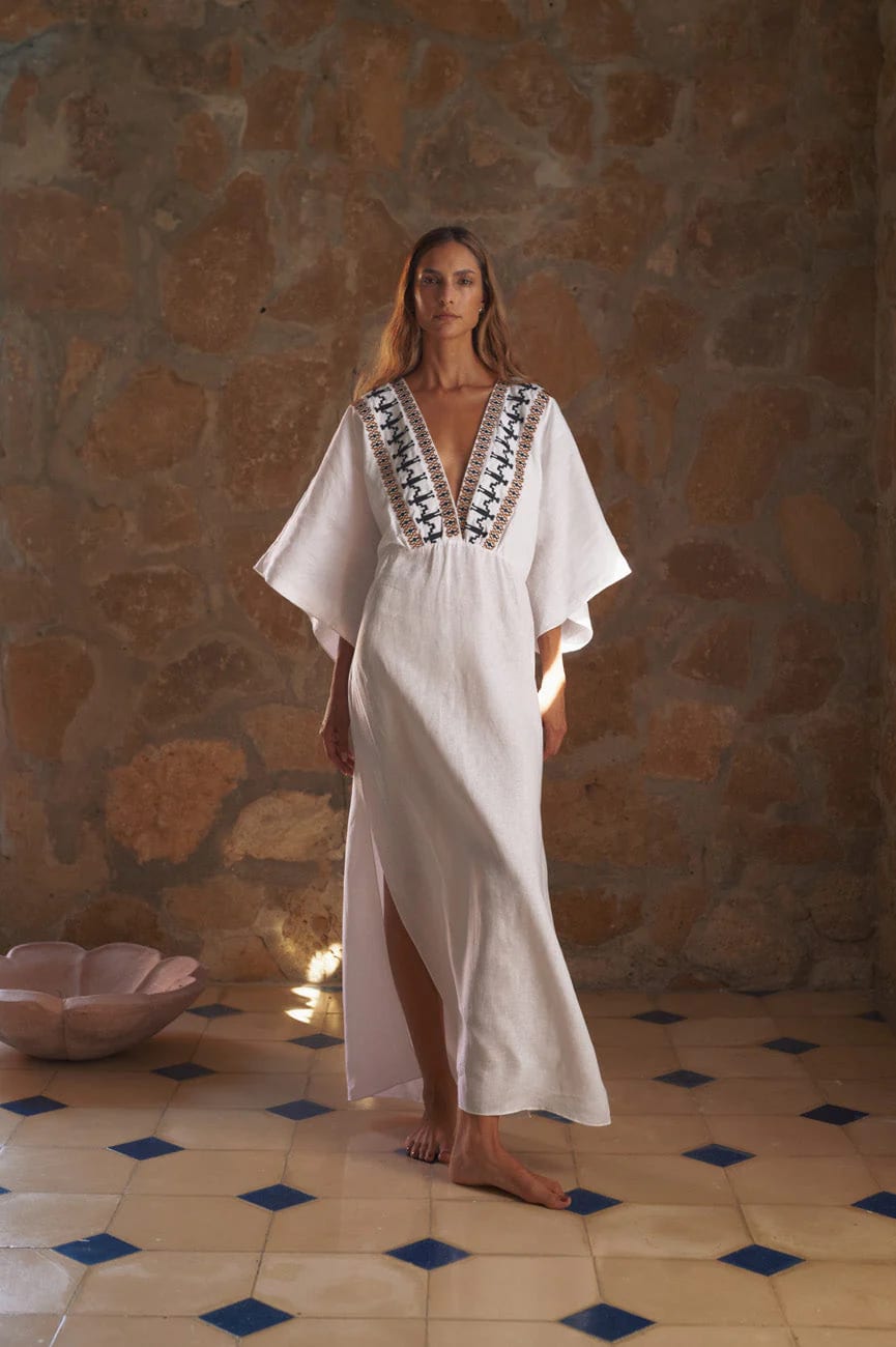 Topacio Linen Tunic  / White Embroidered - imagen 6