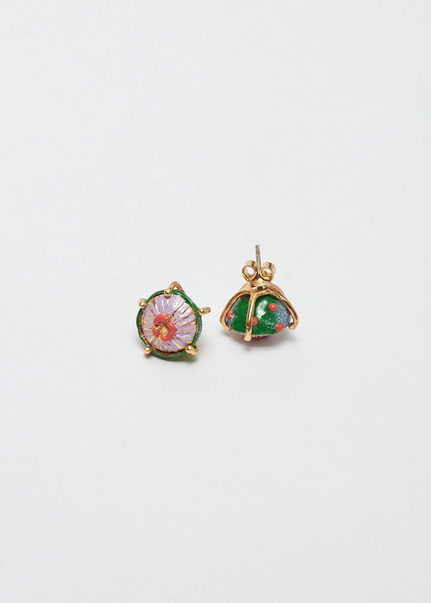 Aretes mini sombrerito verde lila - imagen 1