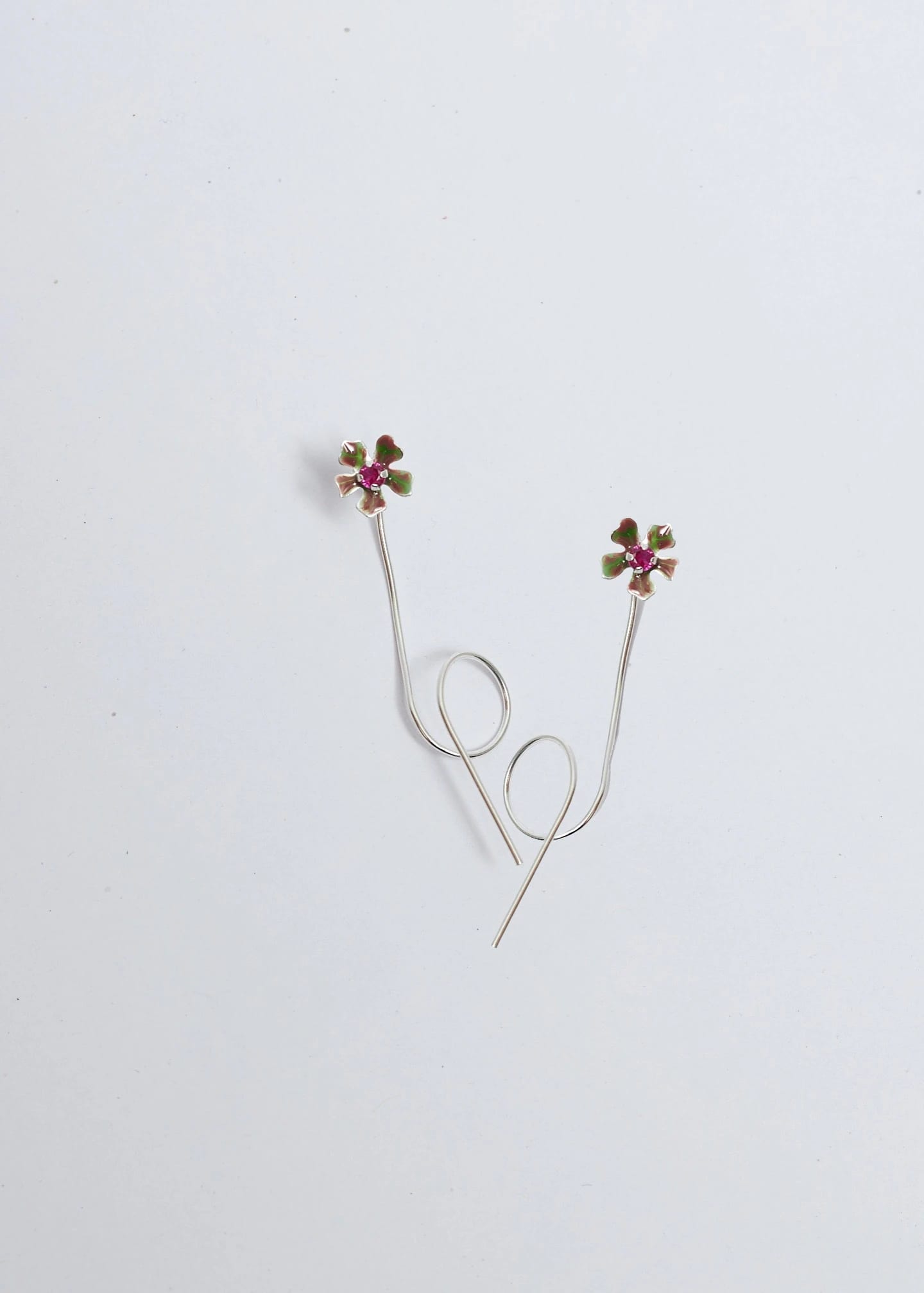Aretes Bromelia micro Plata - imagen 2