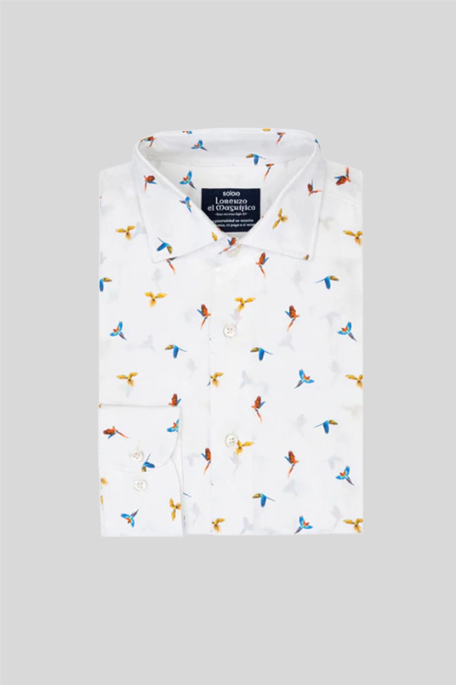 Men's cotton shirt white small macaws - imagen 3