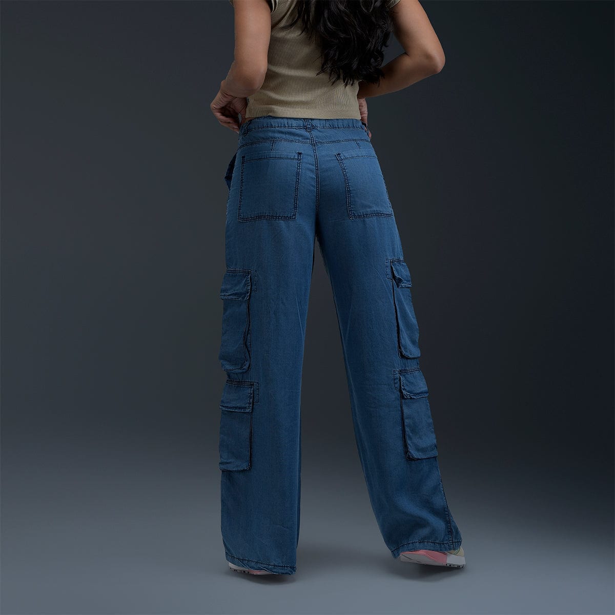 Jeans Cargo Azul Mujer - imagen 2