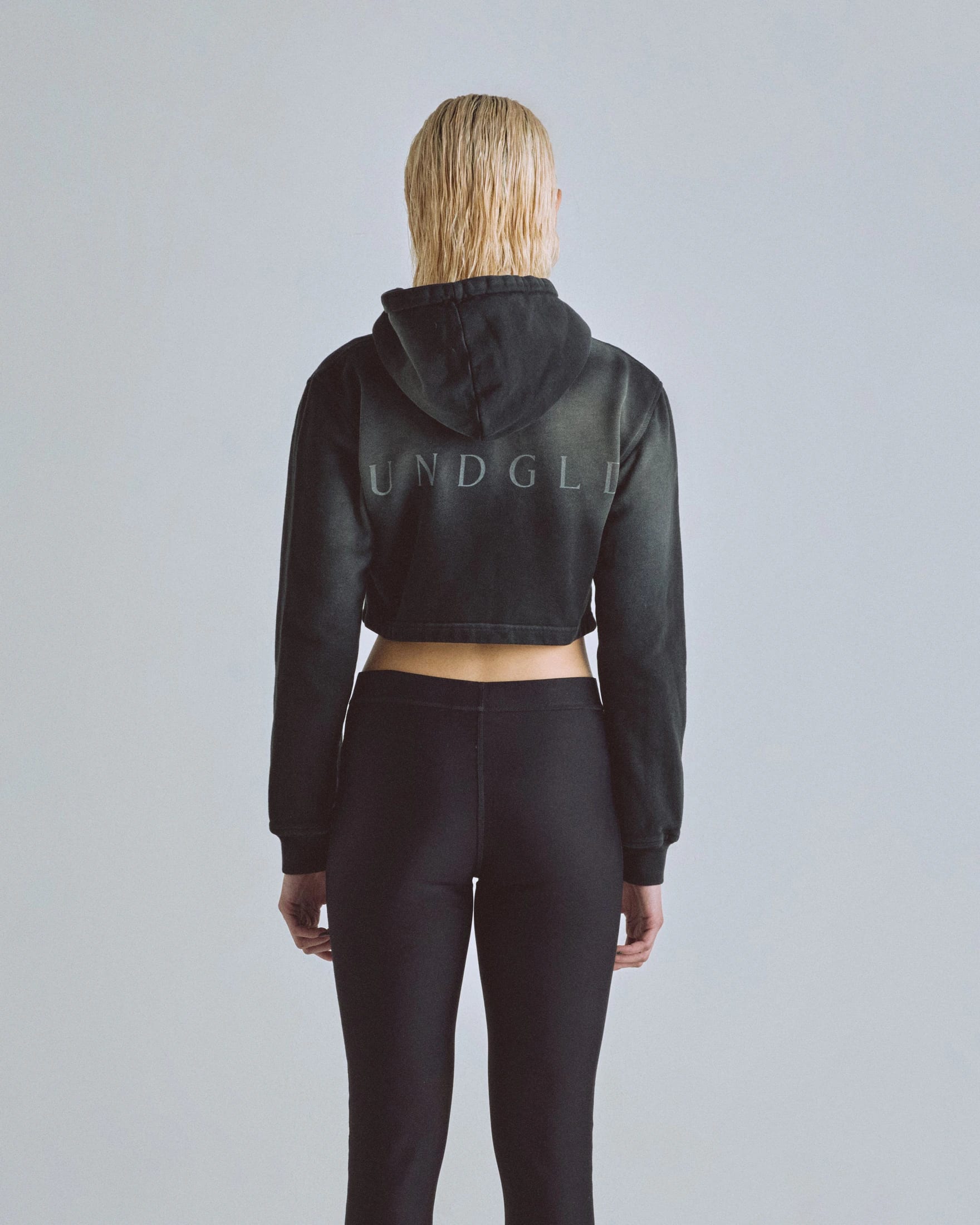 Eternal UNDGLD Slim Fit Zip Up Cropped Hoodie Smoky Black - imagen 6