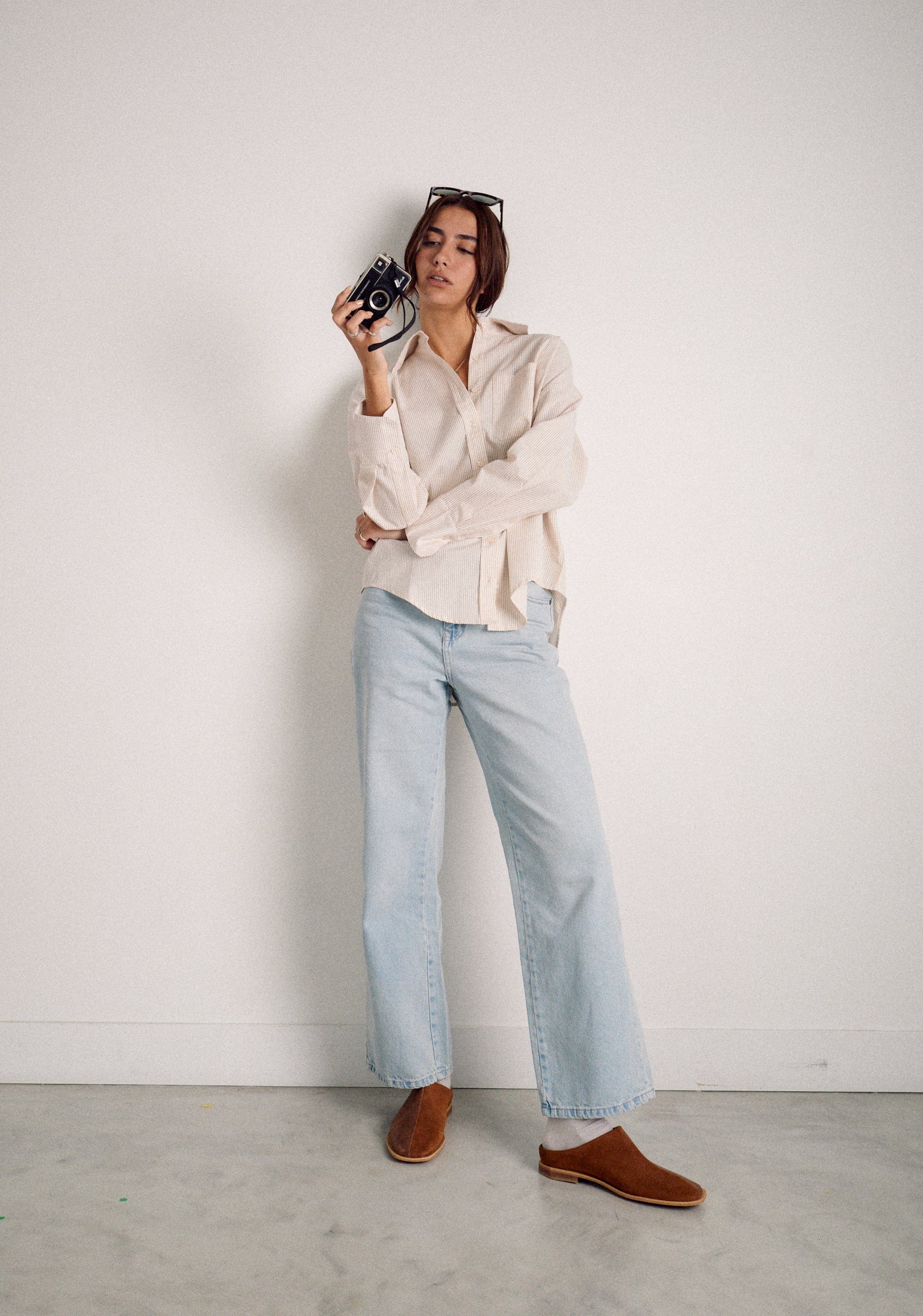 Camisa M Antonella Rayas Marfil - Beige - imagen 2