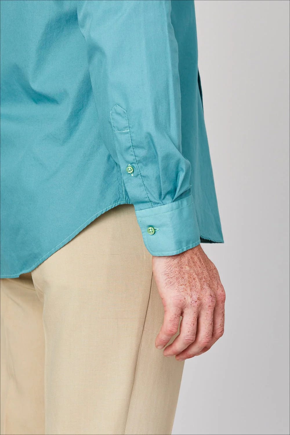 Men's basic green cotton muslin shirt - imagen 6