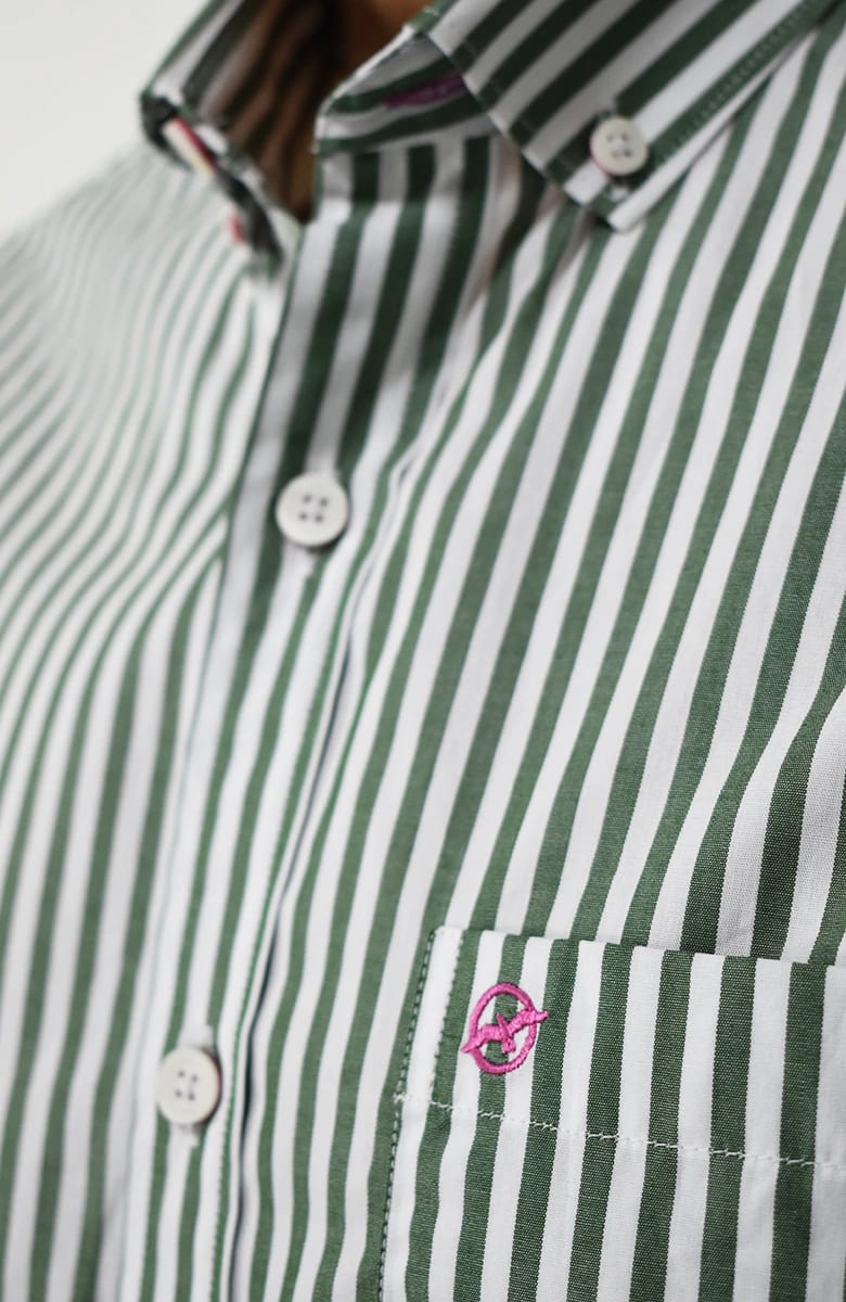 Camisa Manga larga a Rayas Verde para Hombre - imagen 2