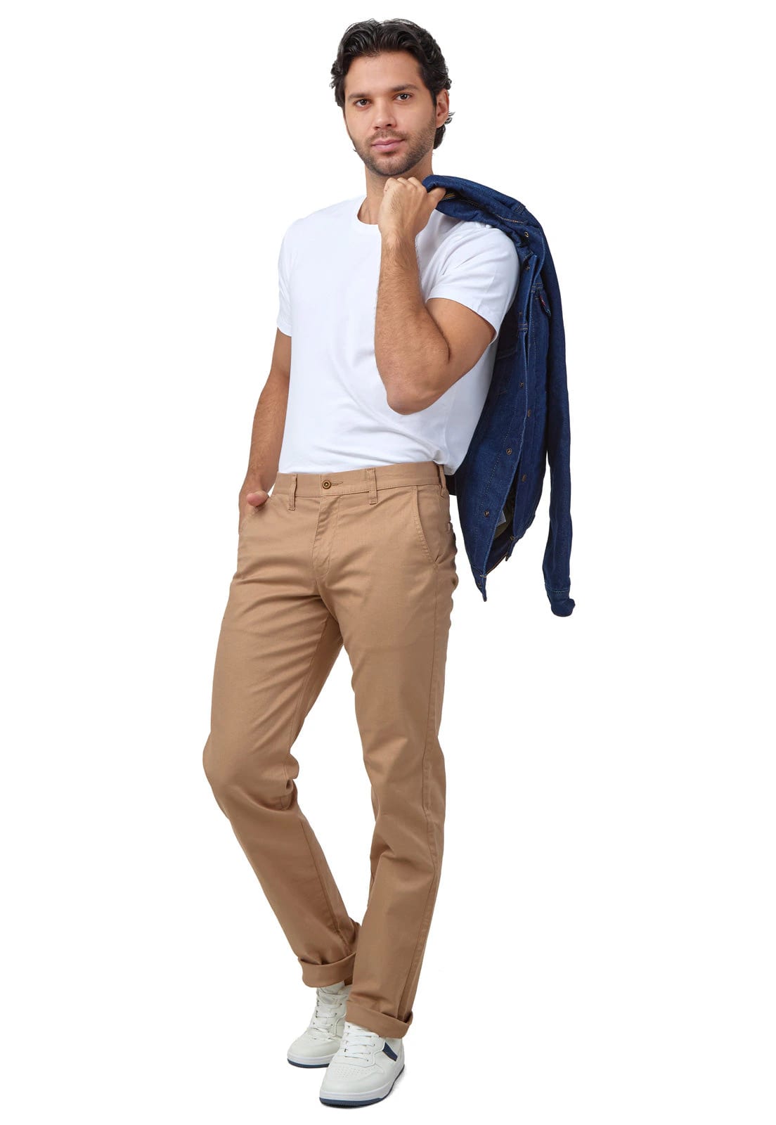 Pantalon dril taupe con spandex - imagen 3