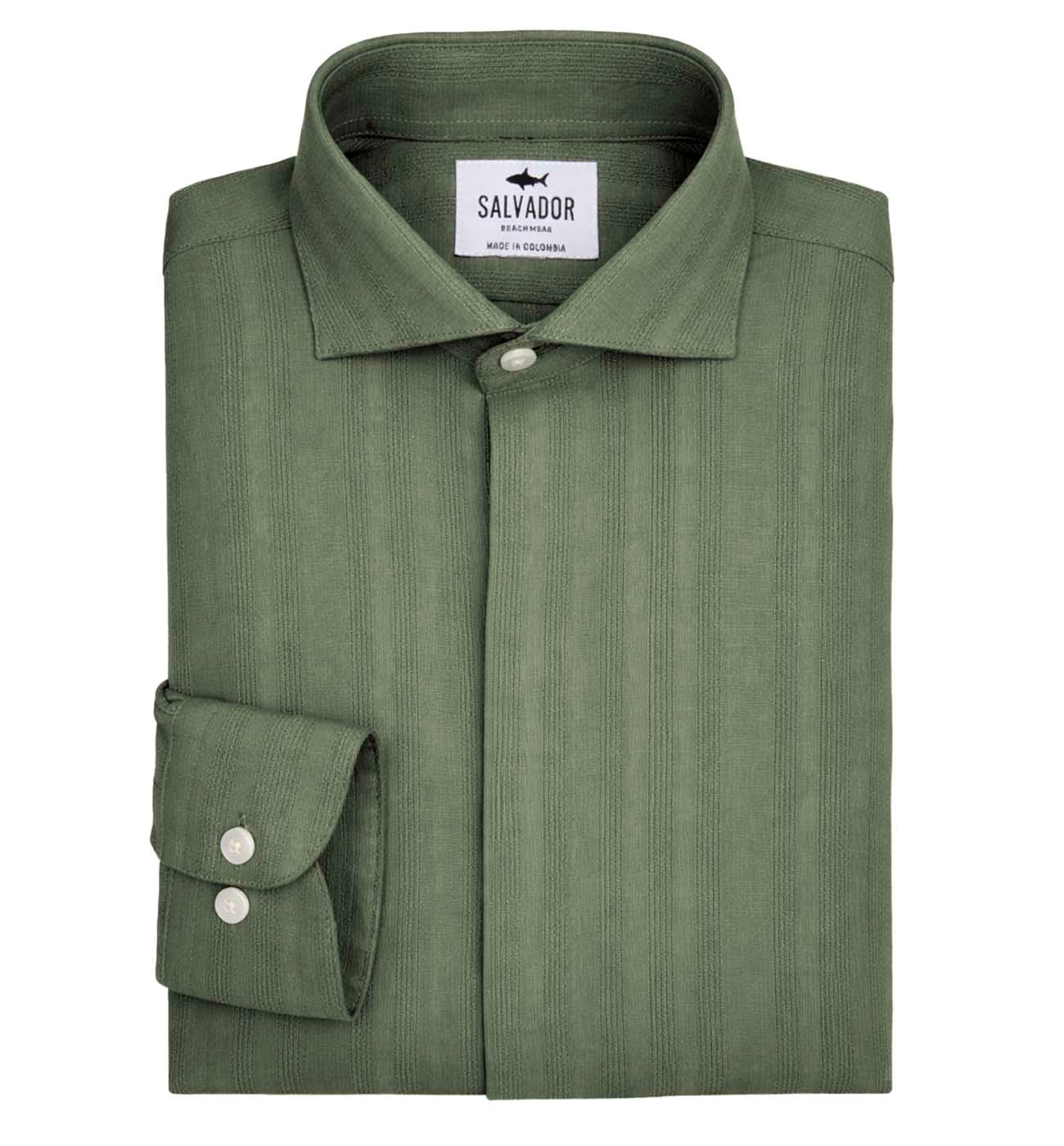 GUAYABERA VERDE MILITAR - imagen 1