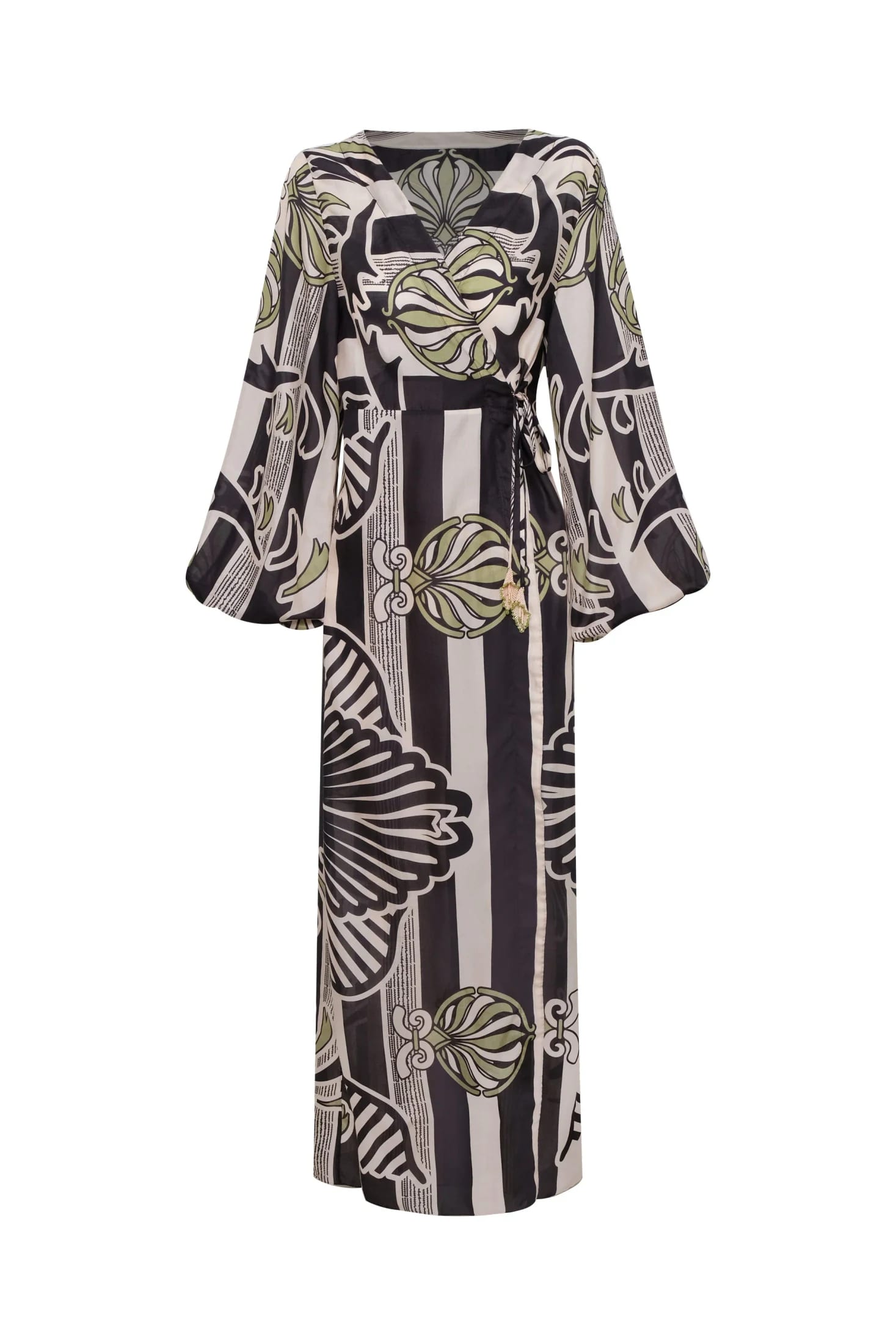 Hojarasca Cotton Silk Maxi Dress / Navy Ornament Stripes - imagen 4