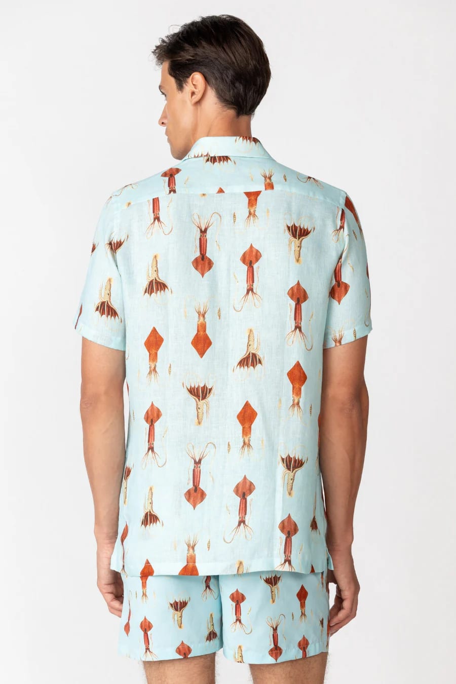 Men's linen shirt sky blue egret - imagen 8