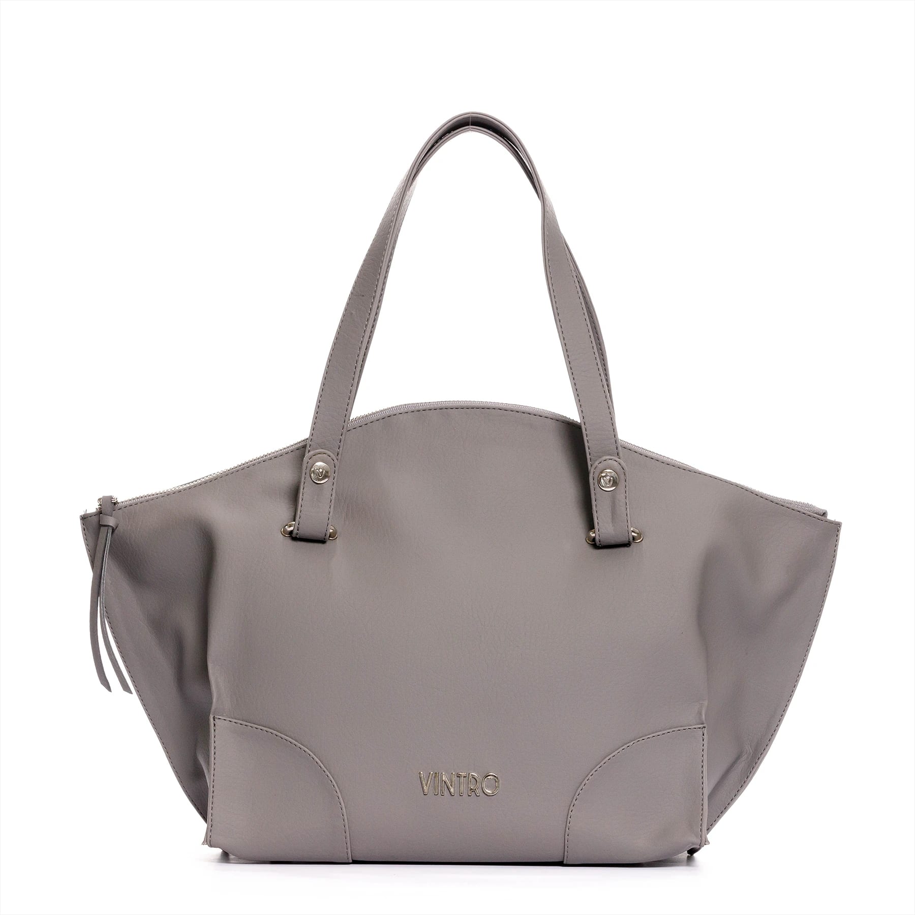 Cartera para mujer Grace grande gris con bolsillo interno y detalle - imagen 1