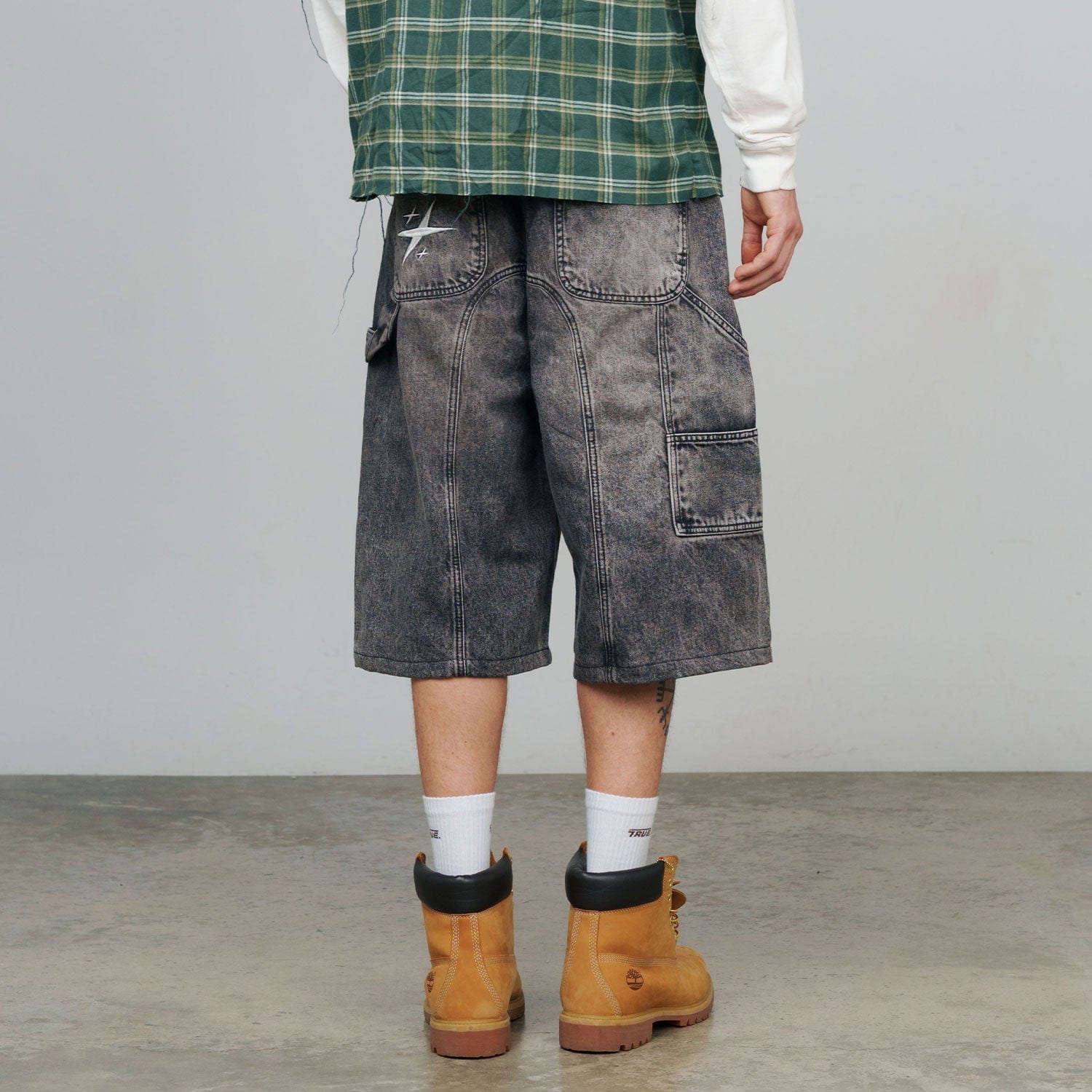 Slashed Denim Jorts - Black - imagen 3