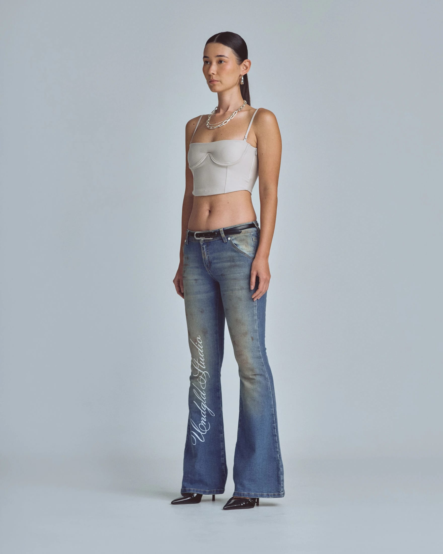 W Stardust Undgld Studio Flare Jeans Mechanic Blue - imagen 5