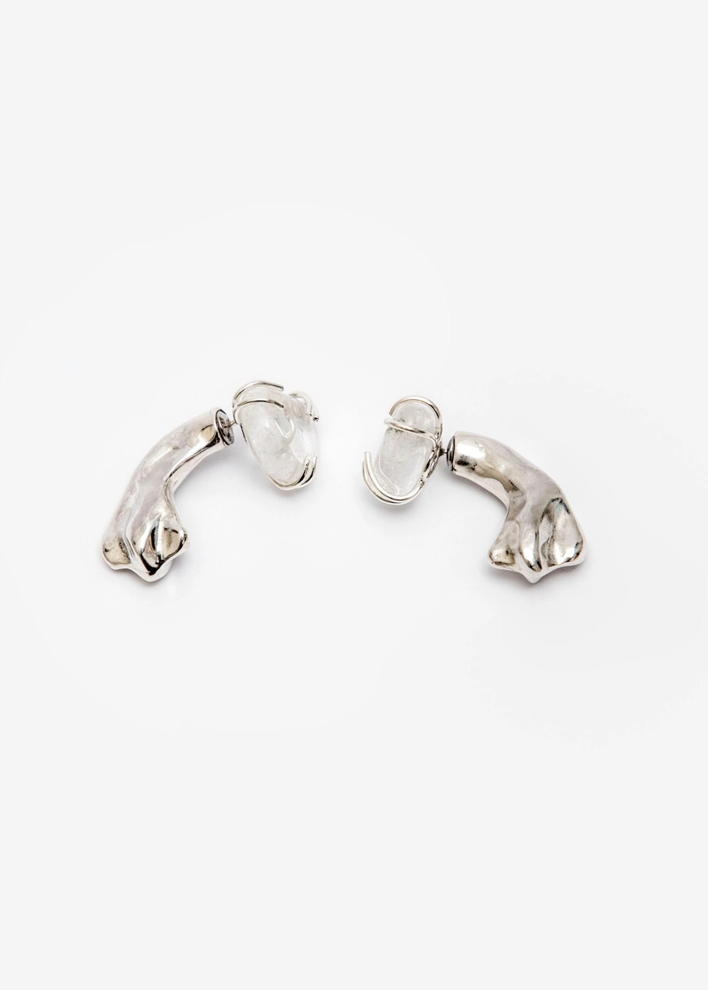 Aretes Cuarzo maxi Petal Curve Plata - imagen 3