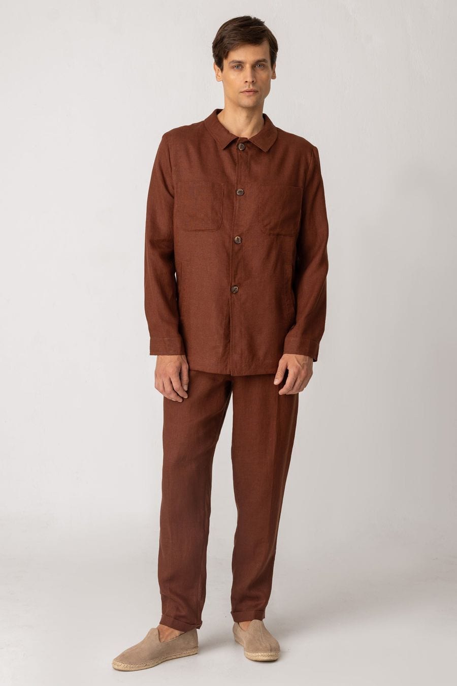 Men's linen pants brown ulisse - imagen 1
