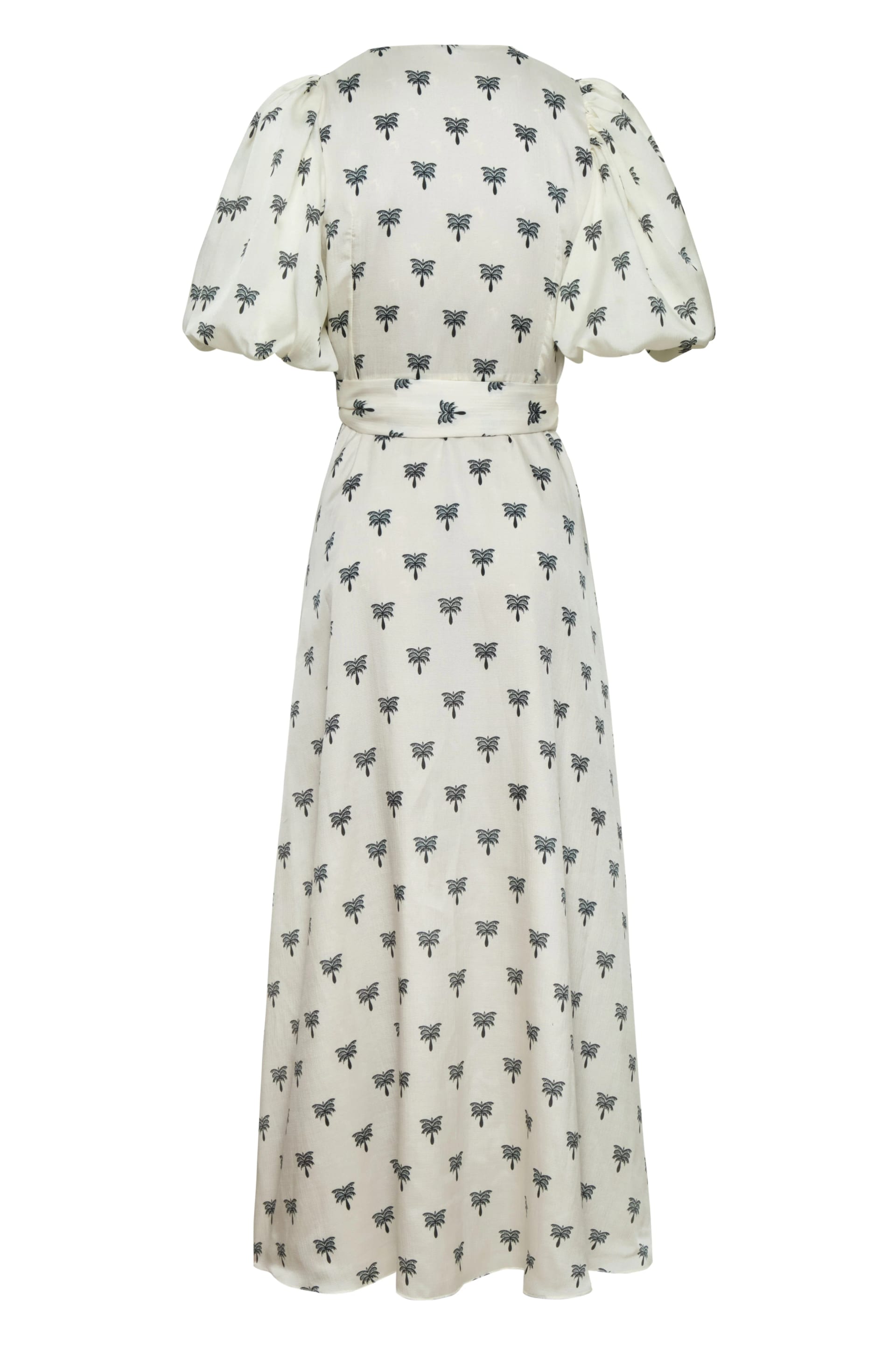 Ermita Martellato Silk Midi Dress / Ivory - Black Polka Palms - imagen 4