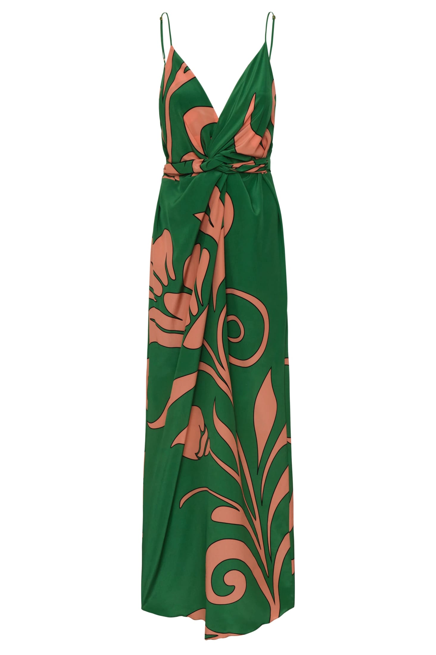 Macarena Silk Midi Dress / Green Buganvilia - imagen 1