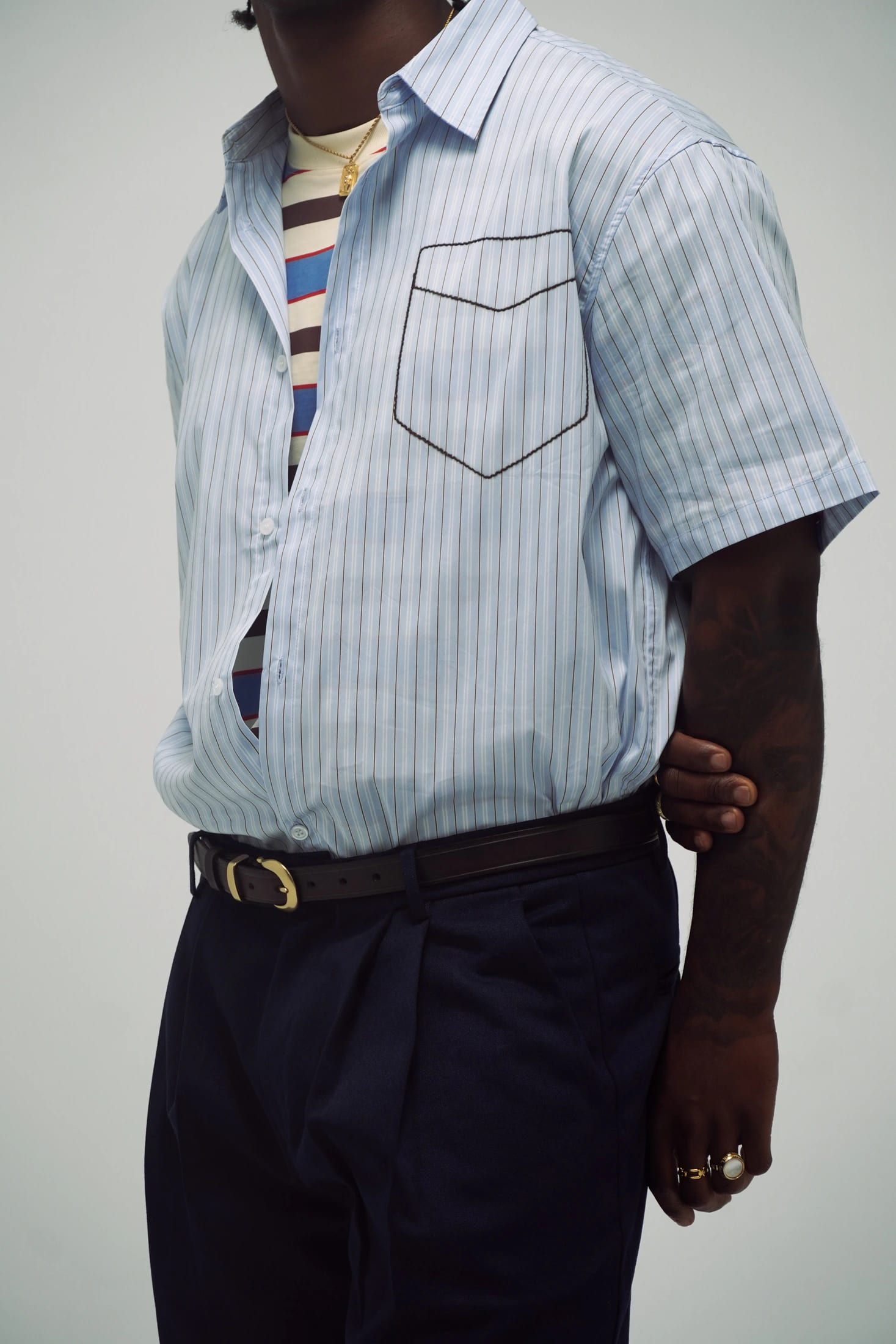 Camisa Bolsillo Bordado Azul - imagen 6