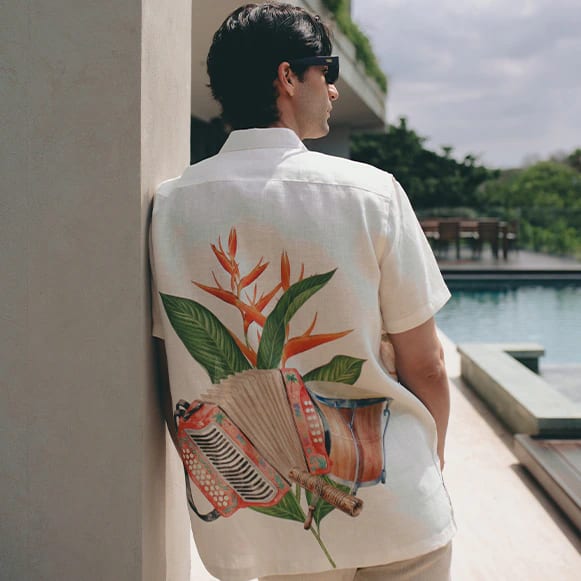 CAMISA MC 100% LINO ESTAMPADO VF HOMBRE - imagen 3