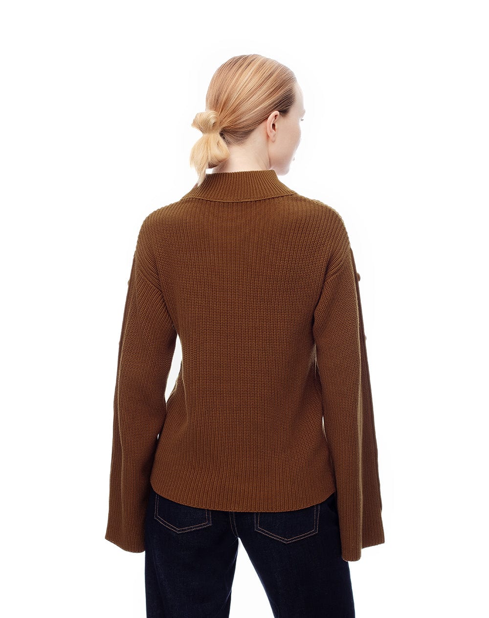 Suéter regular tejido algodón caramelo mujer - imagen 2