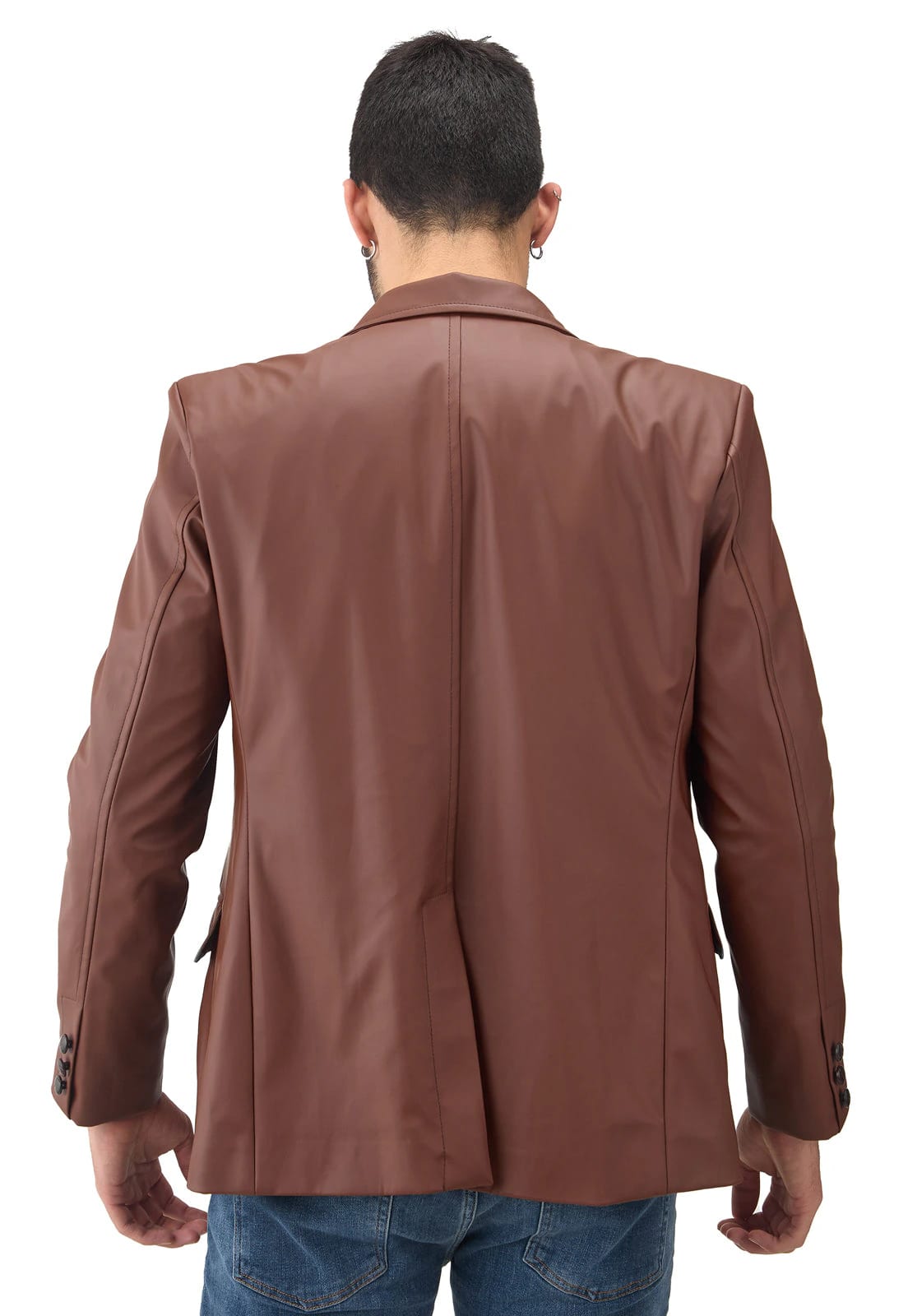 Blazer en cuerina café - imagen 8