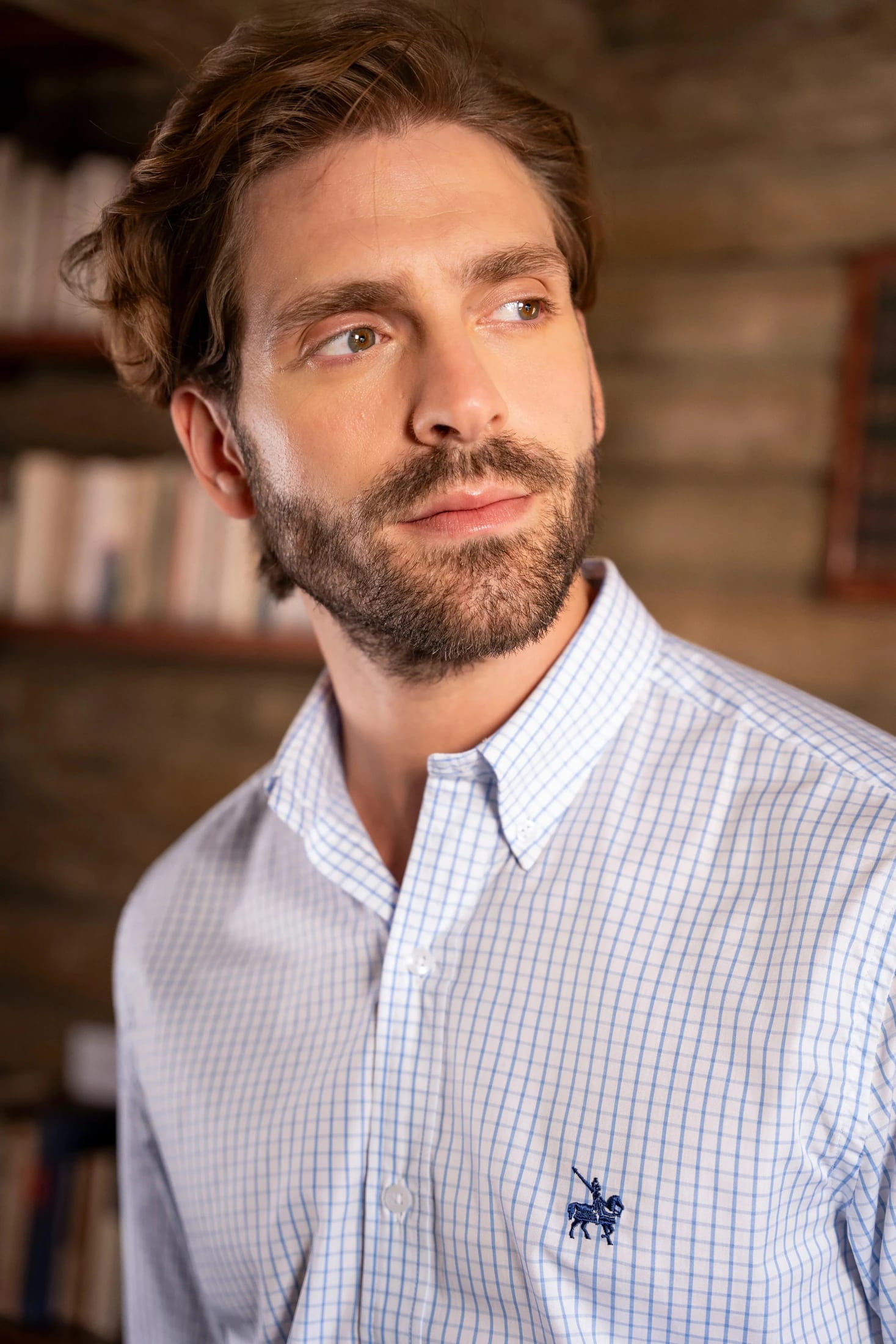 Camisa Cuadros Algodón Pima Hombre Azul Claro - imagen 4