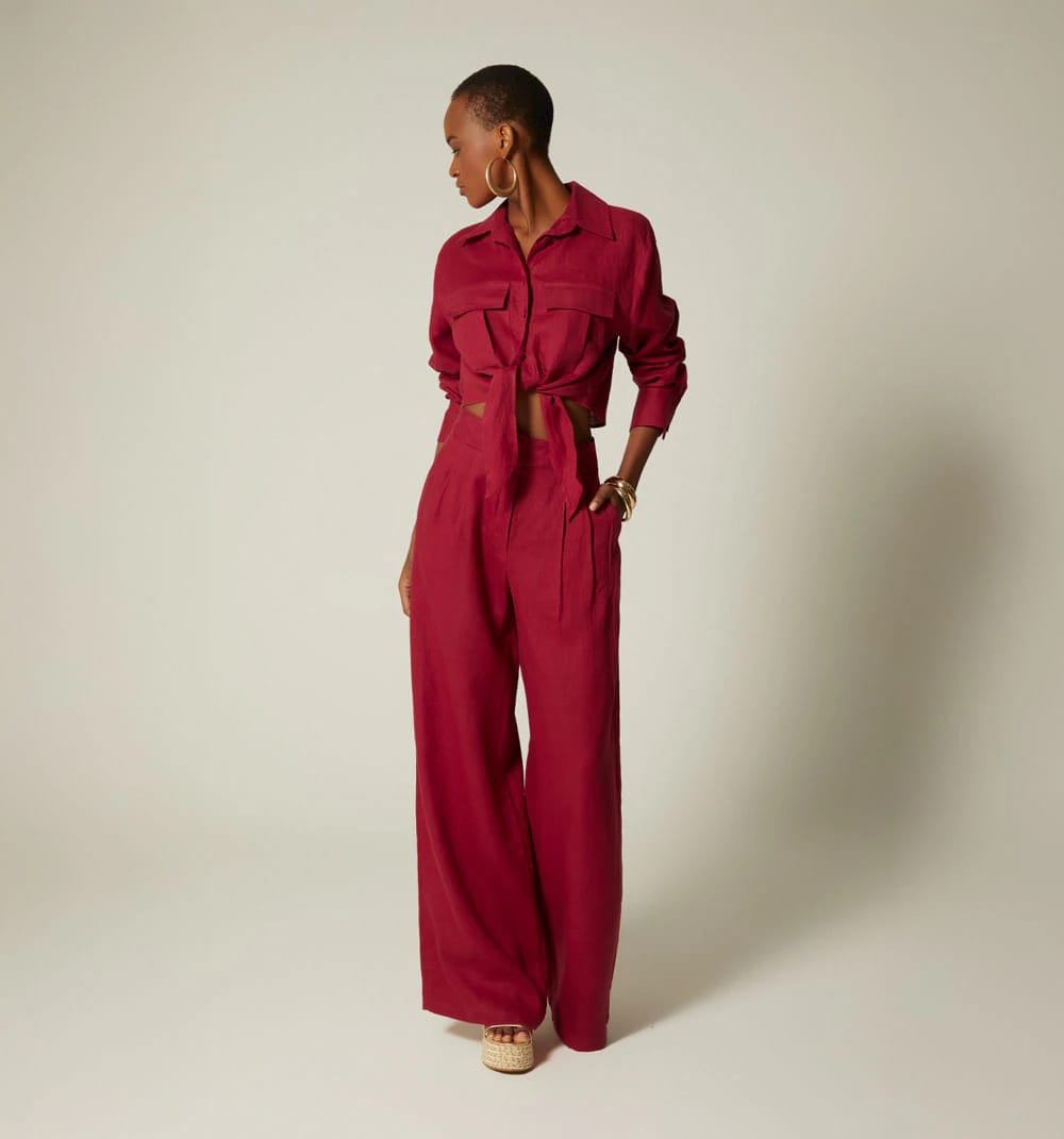 Pantalon palazo de prenses tiro alto - imagen 1