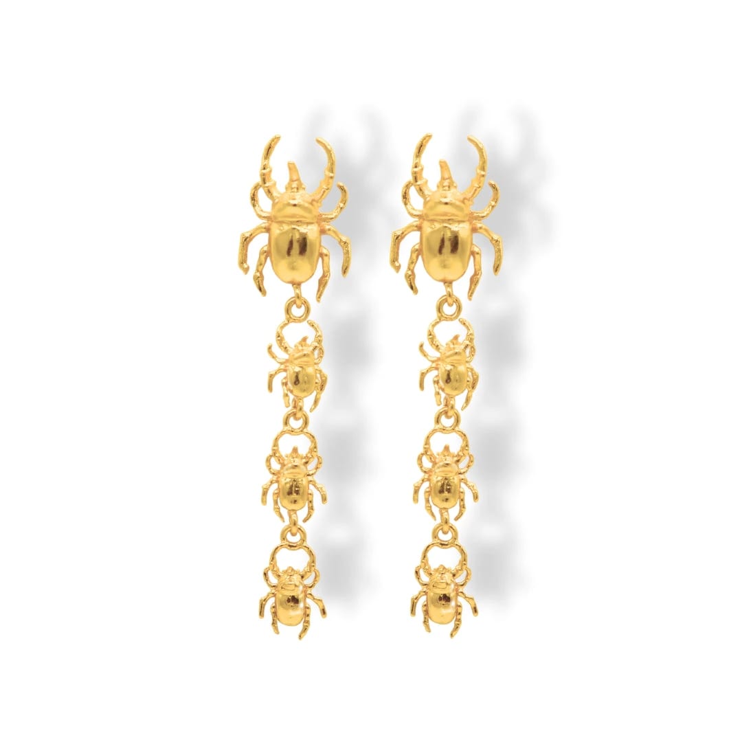 Aretes largos con 4 escarabajos rinoceronte - imagen 2