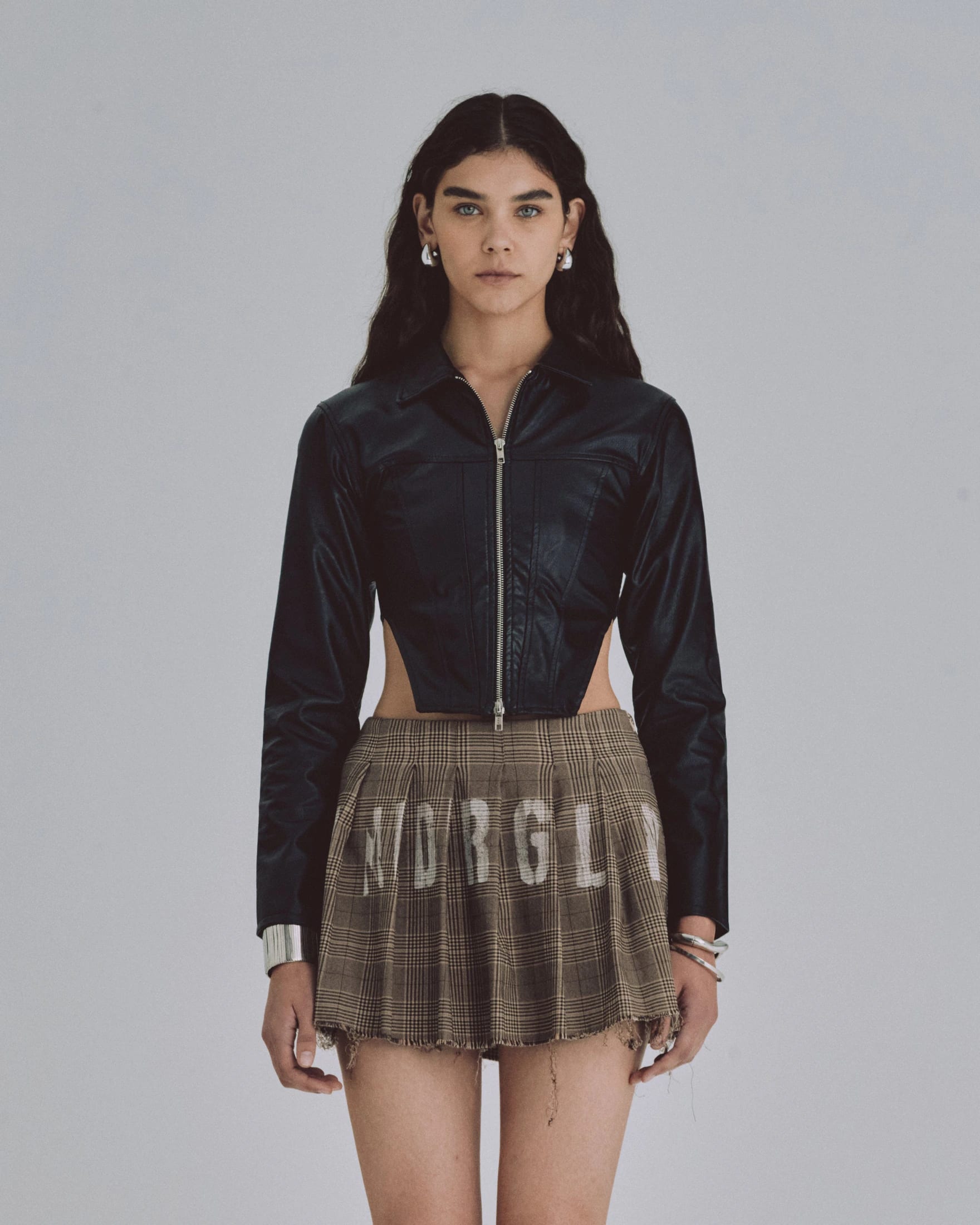 W 94' Worn Logo Pleather Aviator Jacket Black - imagen 2