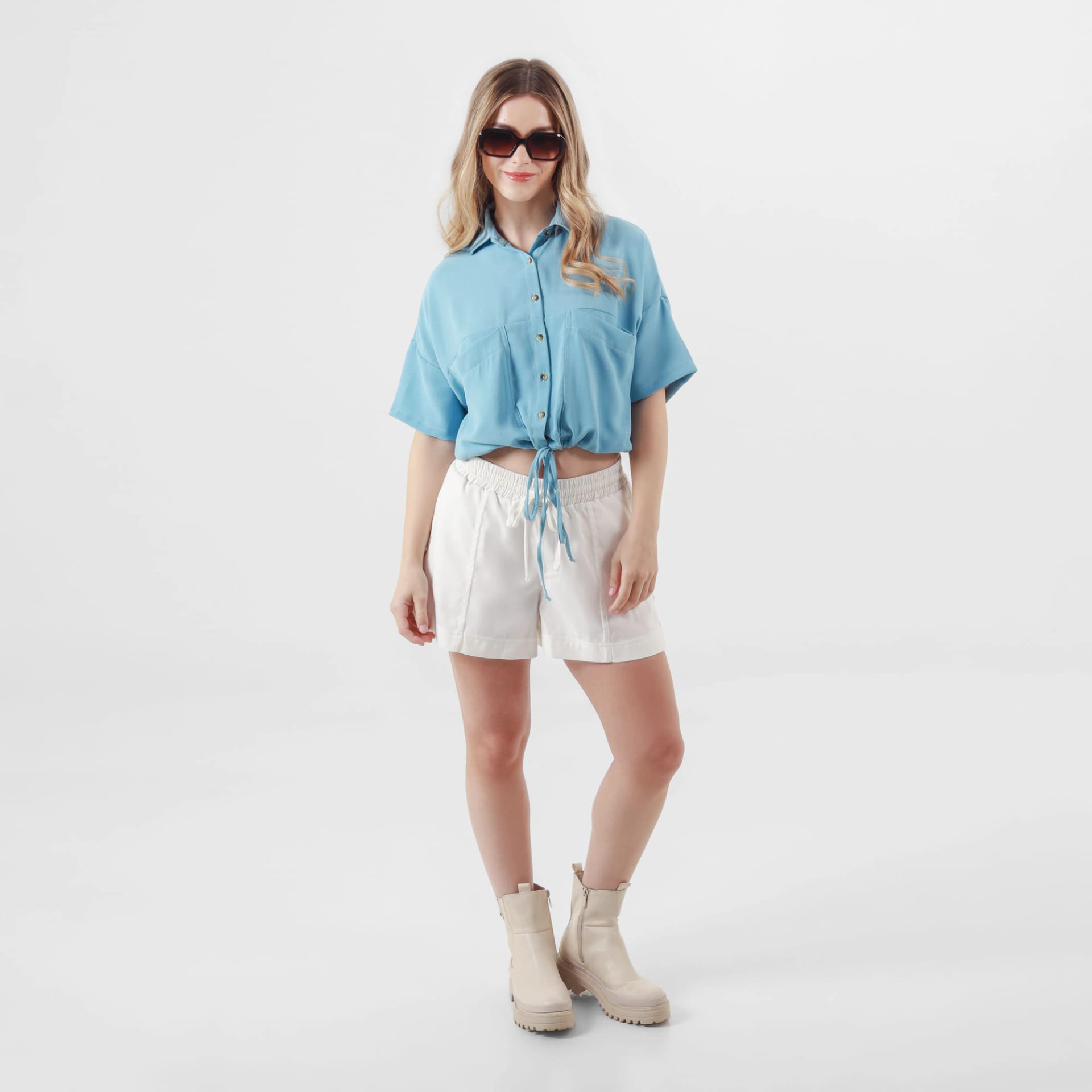 Blusa Cuello Camisero Manga Corta - imagen 6