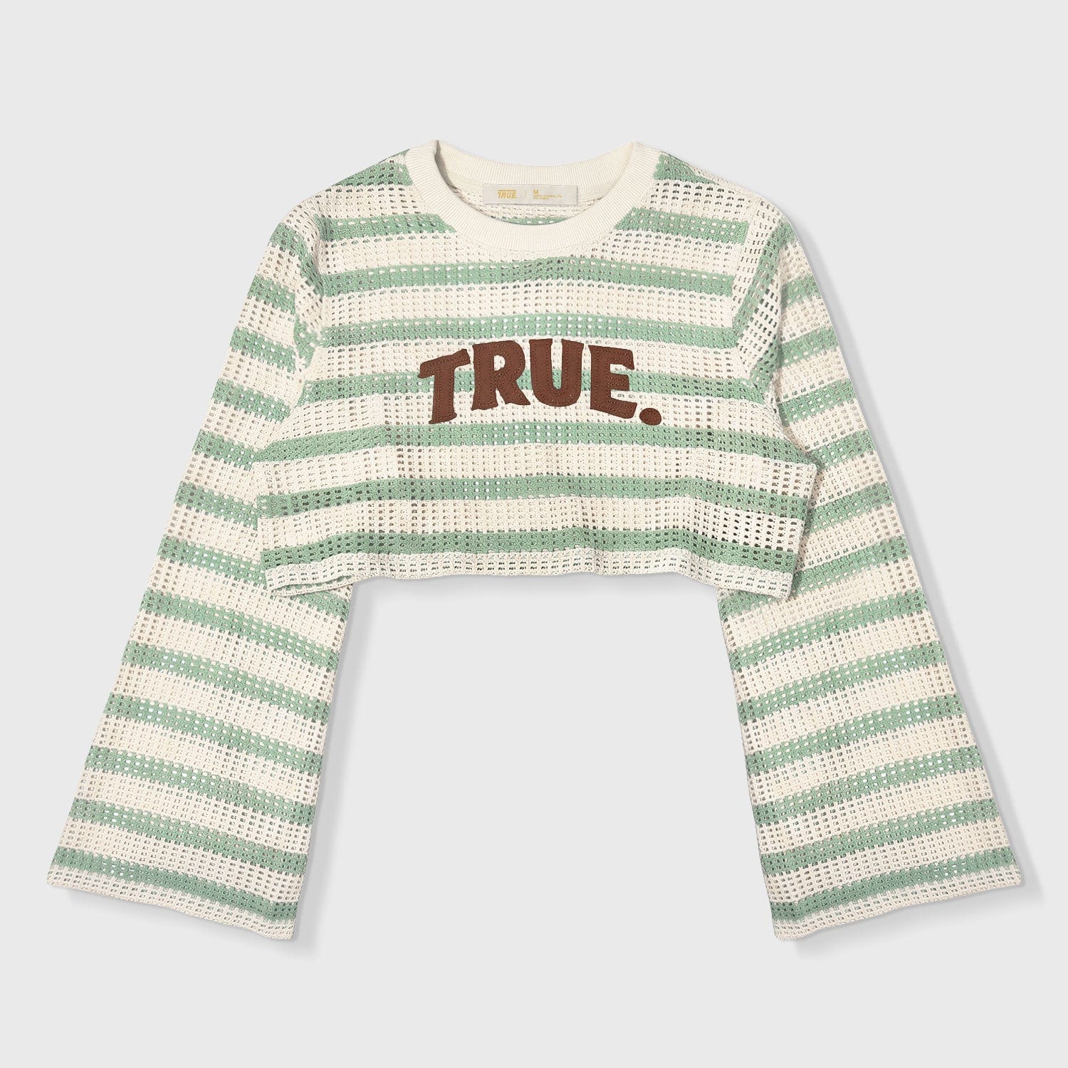 Texture Wide Sleeve Crop Top - Cream - imagen 1