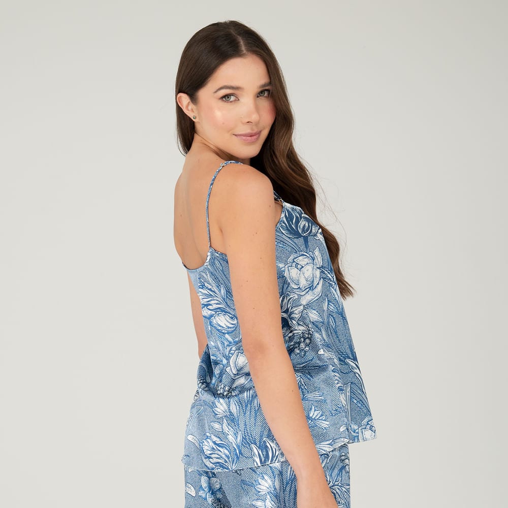 Camisa Satin Tiras con Estampado Denim. - imagen 2