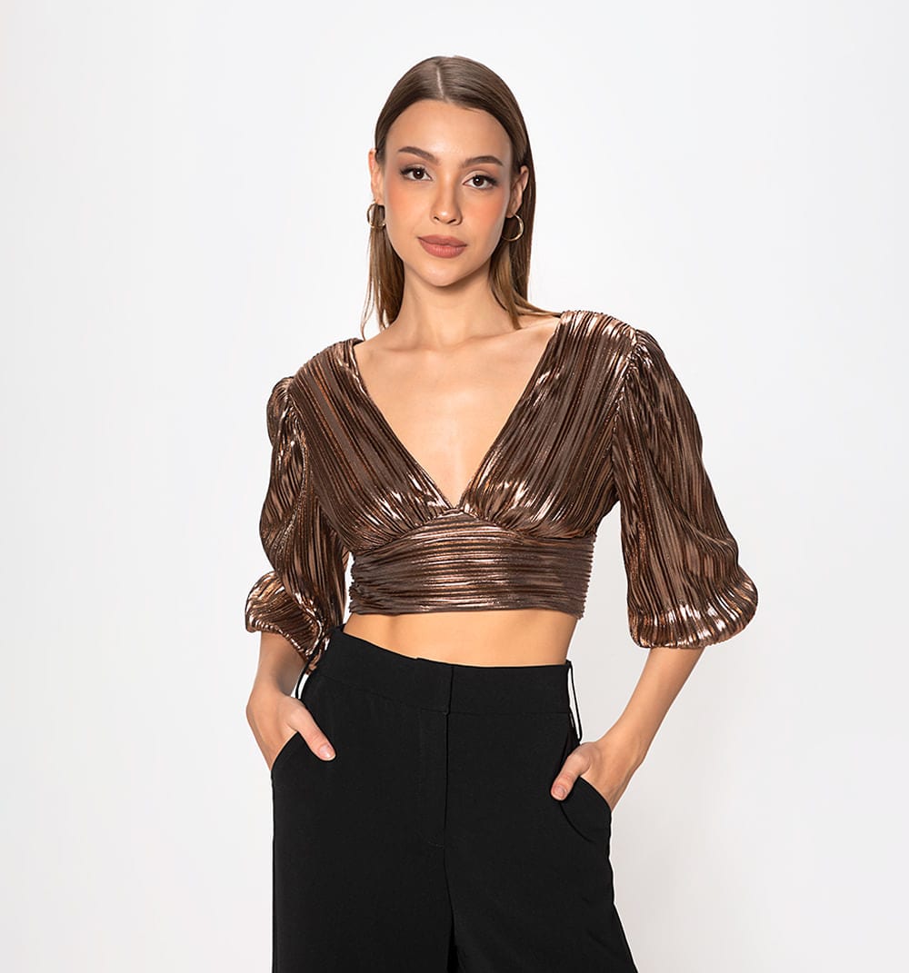 Blusa manga 3/4 con  cruce de tiras en p - imagen 7