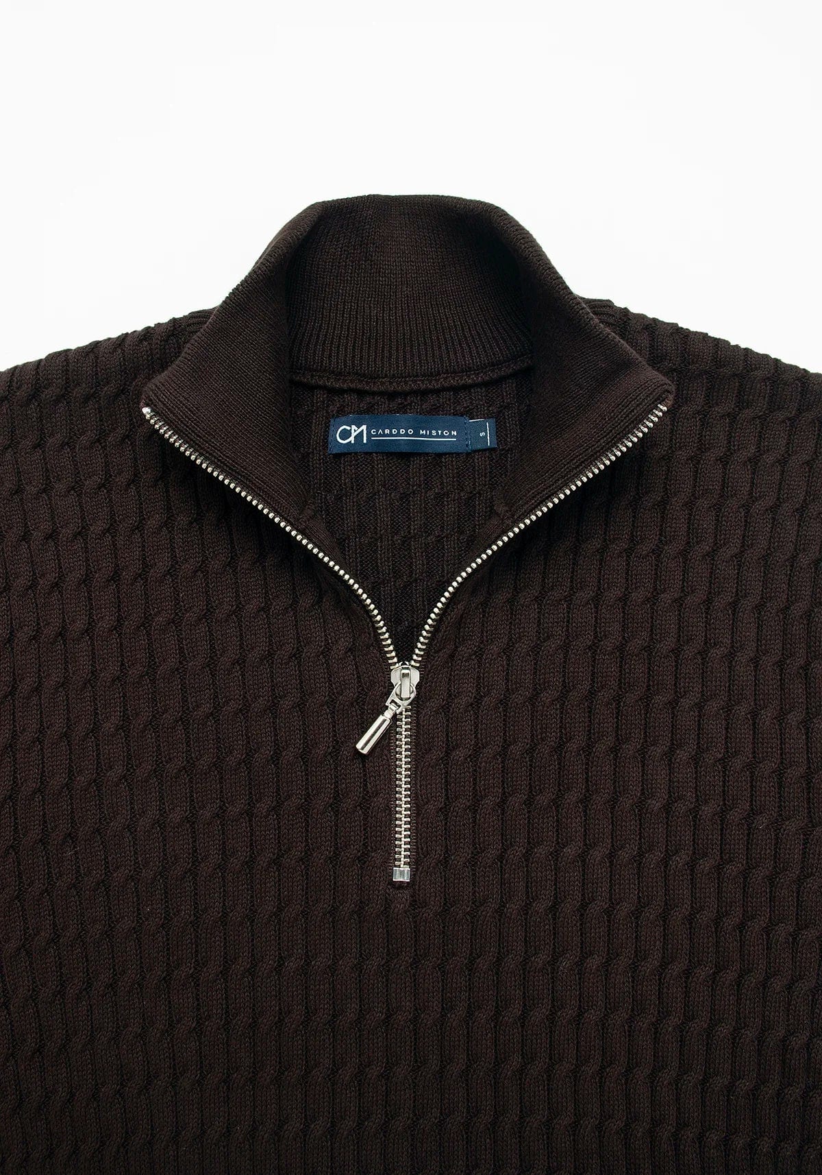 Saco Trenzado Half Zip Algodón Chocolate - imagen 2