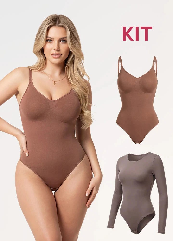Kit 2 Bodys: Tanga Seamless y Manga Larga | Salome 5601 + 5008 | Ant 7001 + 03L5 - imagen 2
