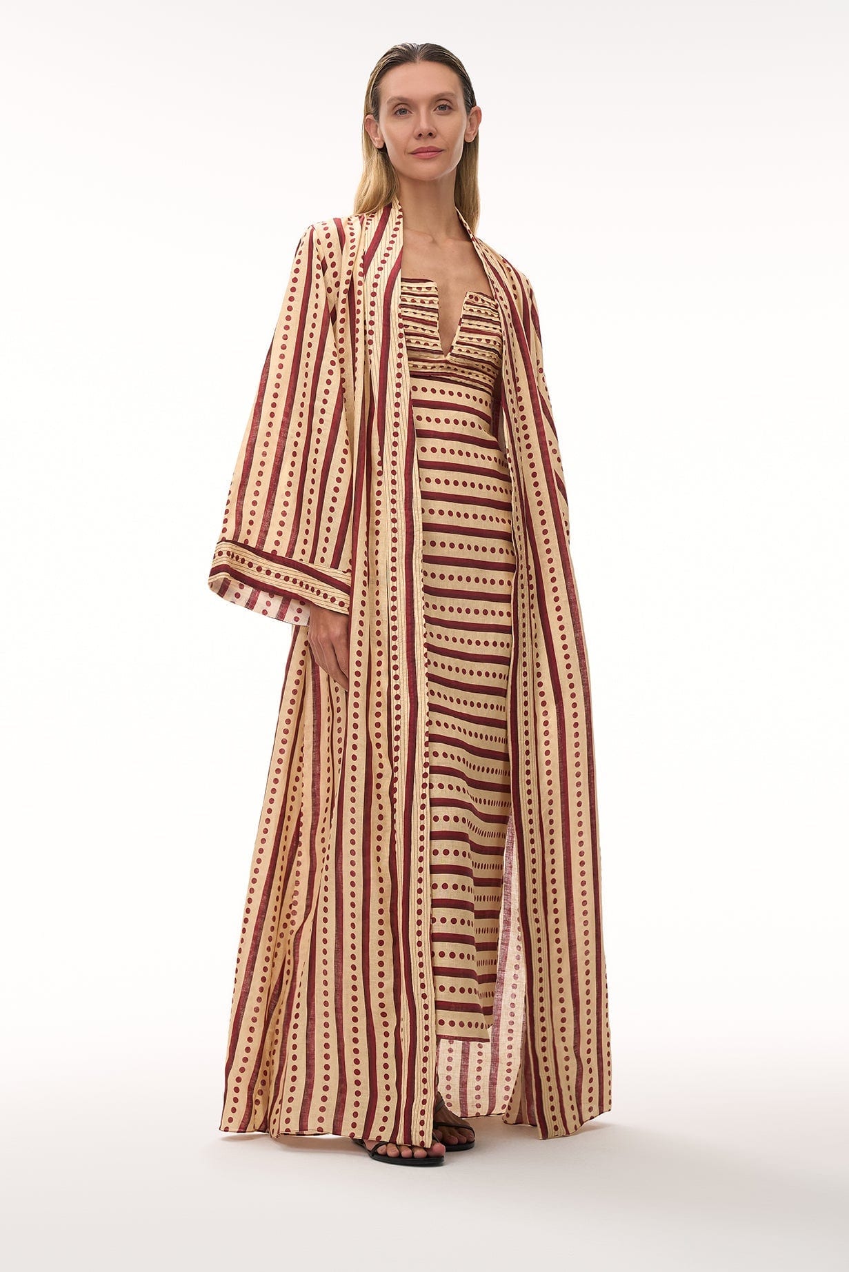 Rafaela Linen Kaftan / Red Stripes - imagen 1