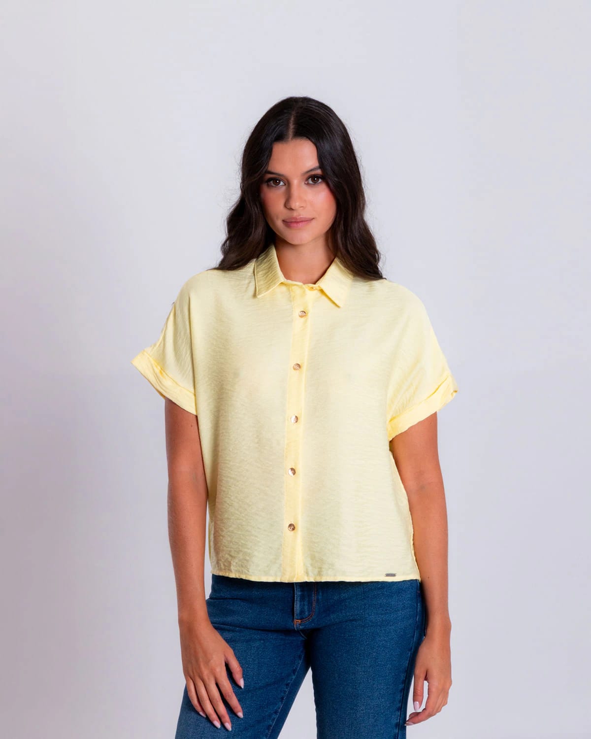 Camisa amarilla manga corta para mujer - imagen 1