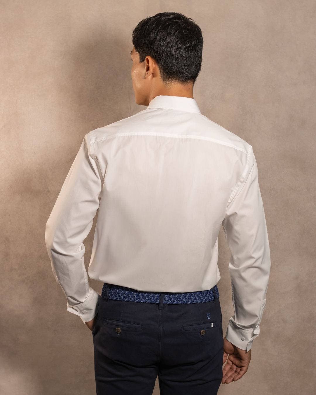 Camisa Antimanchas Popelina Blanco Logo Azul Claro - imagen 4
