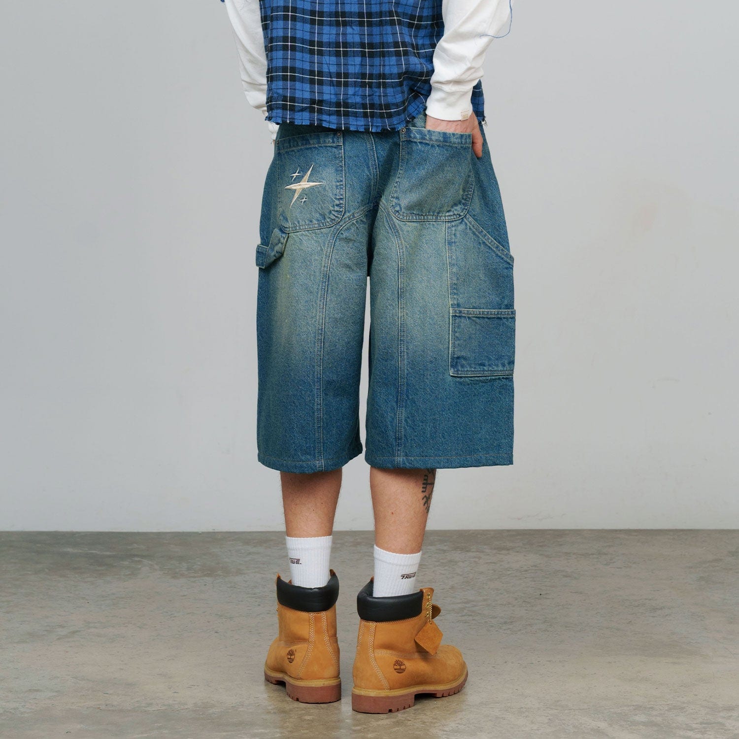 Slashed Denim Jorts - Blue - imagen 3